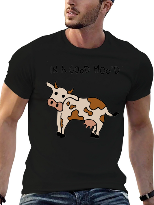 In a Good Mood Graphic Tee - Black Cotton T-Shirt