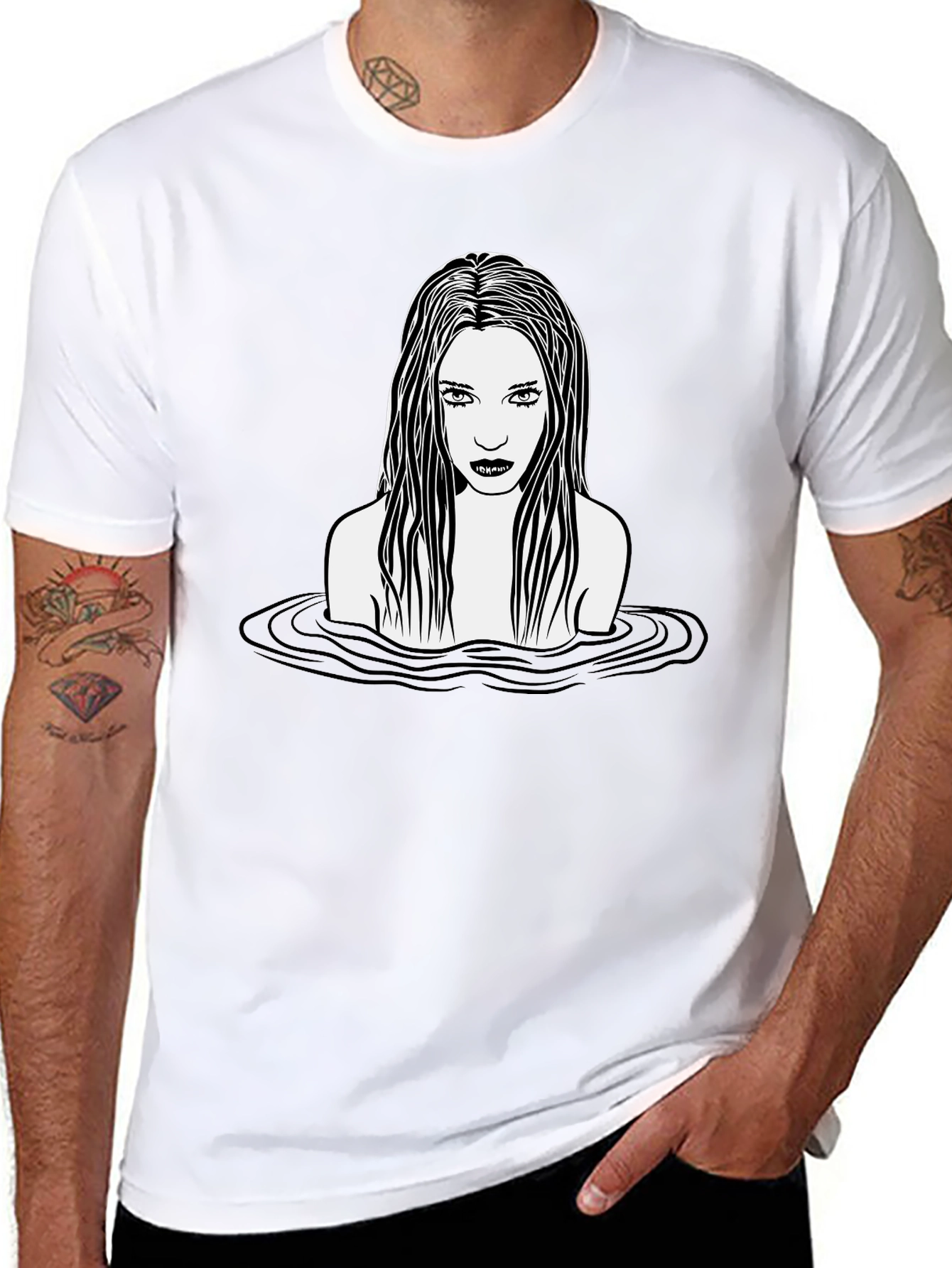 Gothic Siren Graphic Tee - Dark Aesthetic T-Shirt