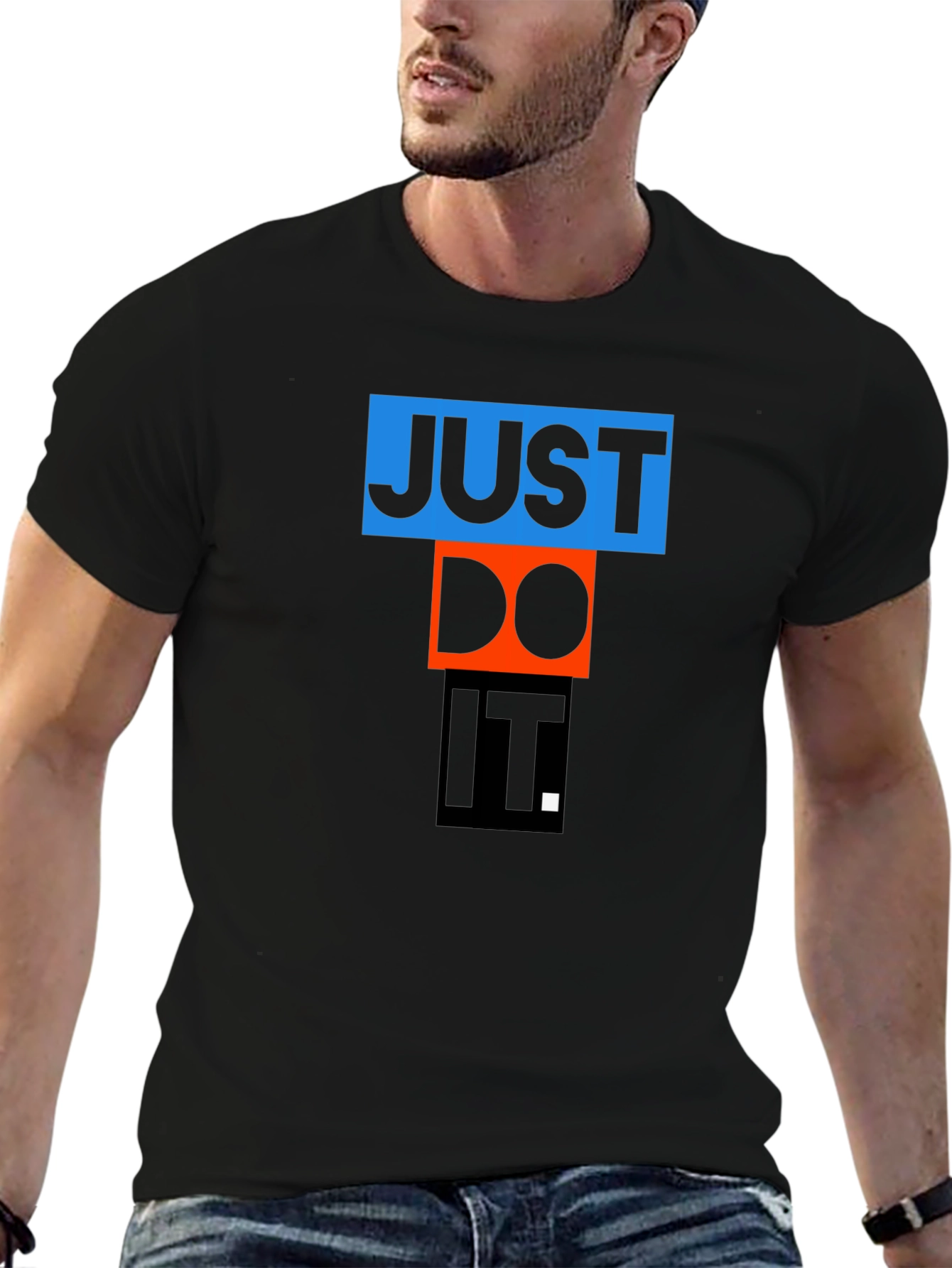 Just Do It Graphic Tee - Black Cotton Blend