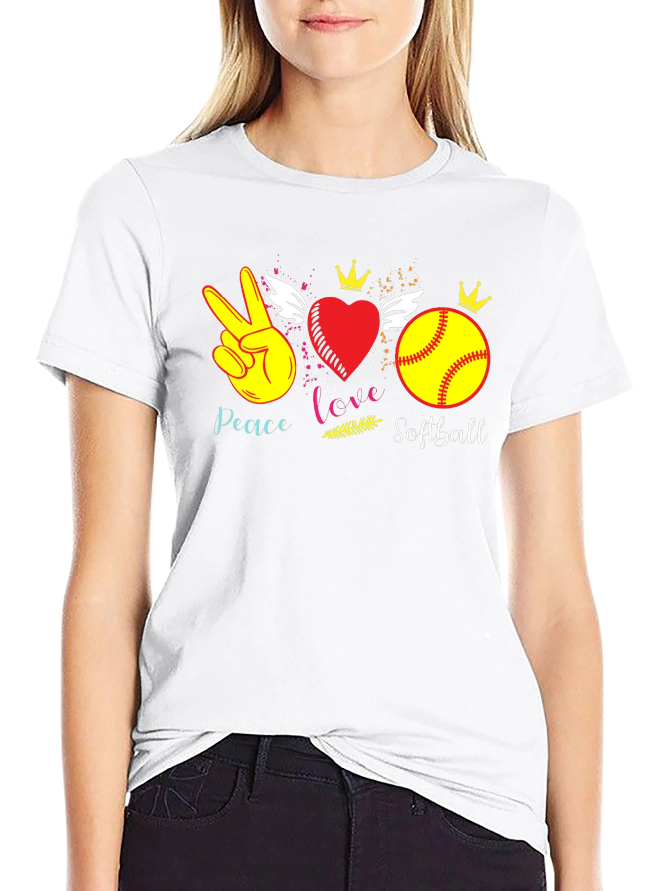 Peace Love Softball T-Shirt