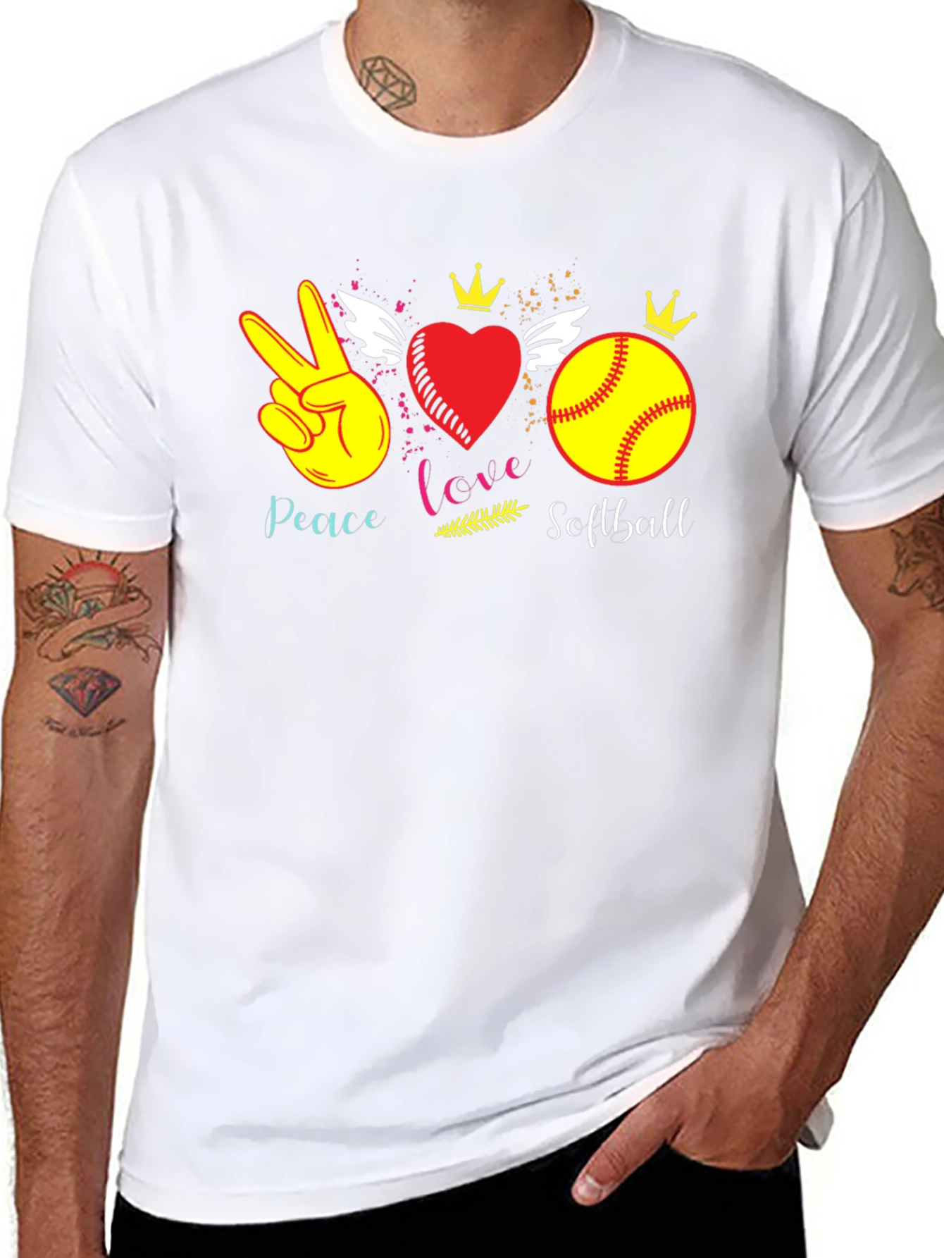 Peace Love Softball T-Shirt