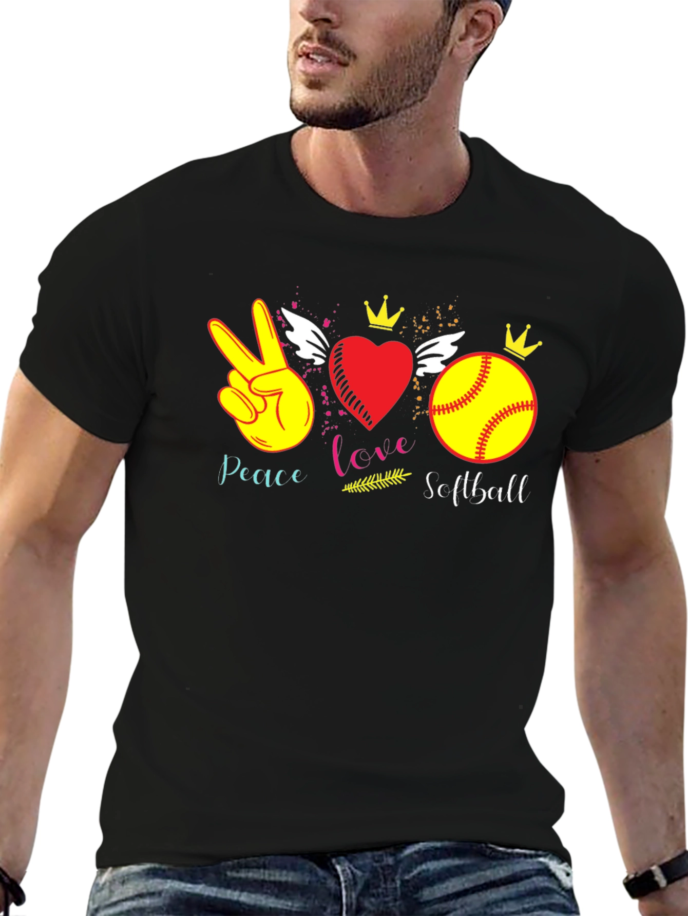 Peace Love Softball T-Shirt