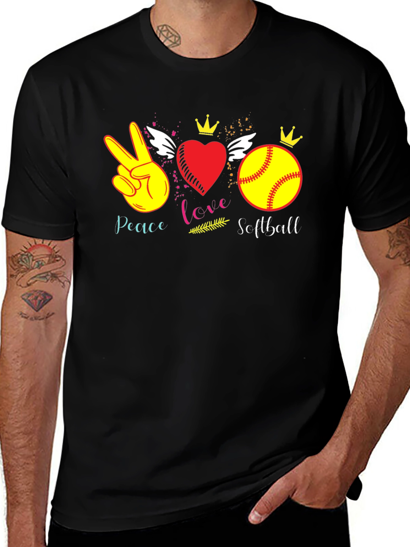 Peace Love Softball T-Shirt