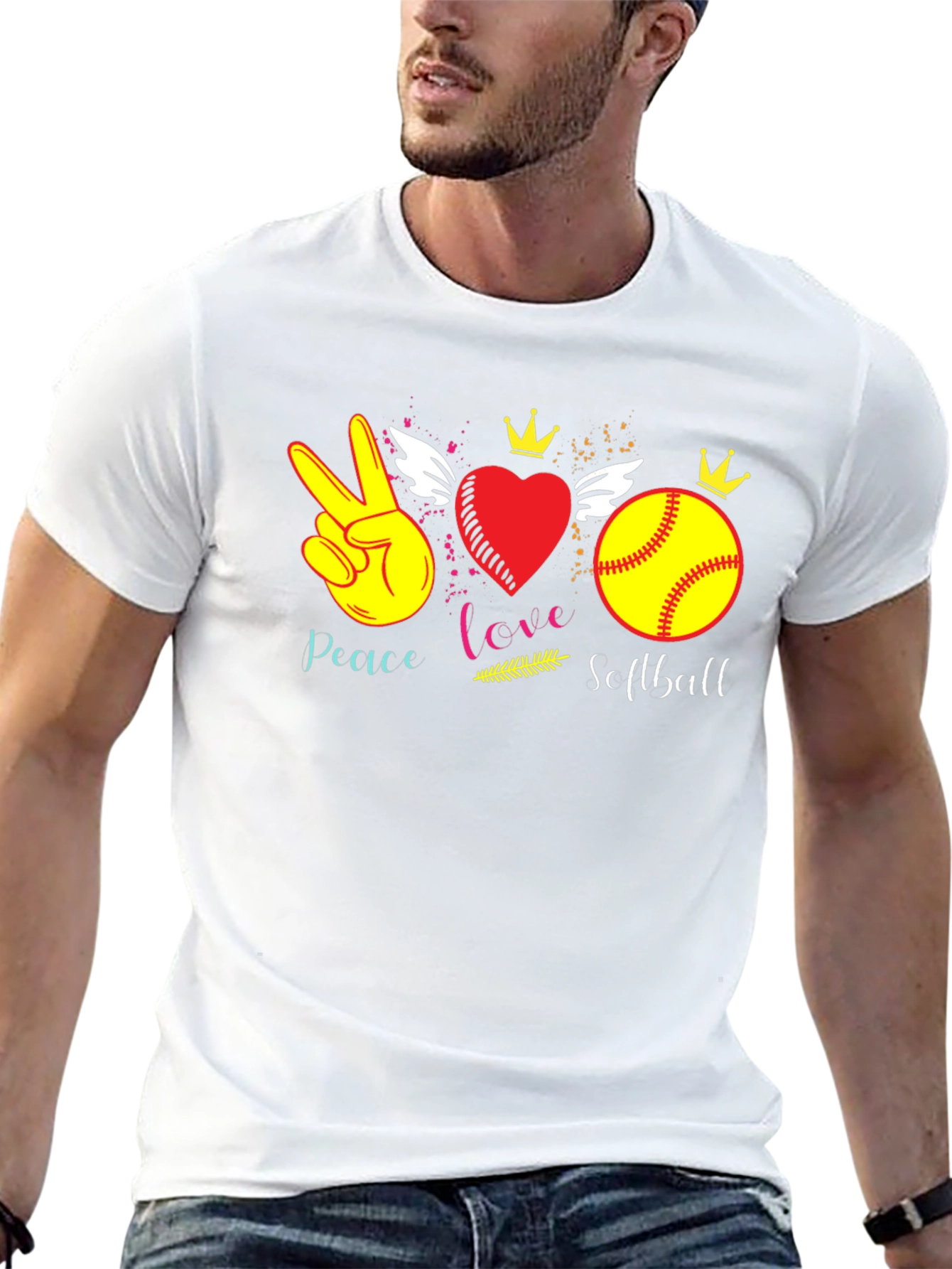 Peace Love Softball T-Shirt