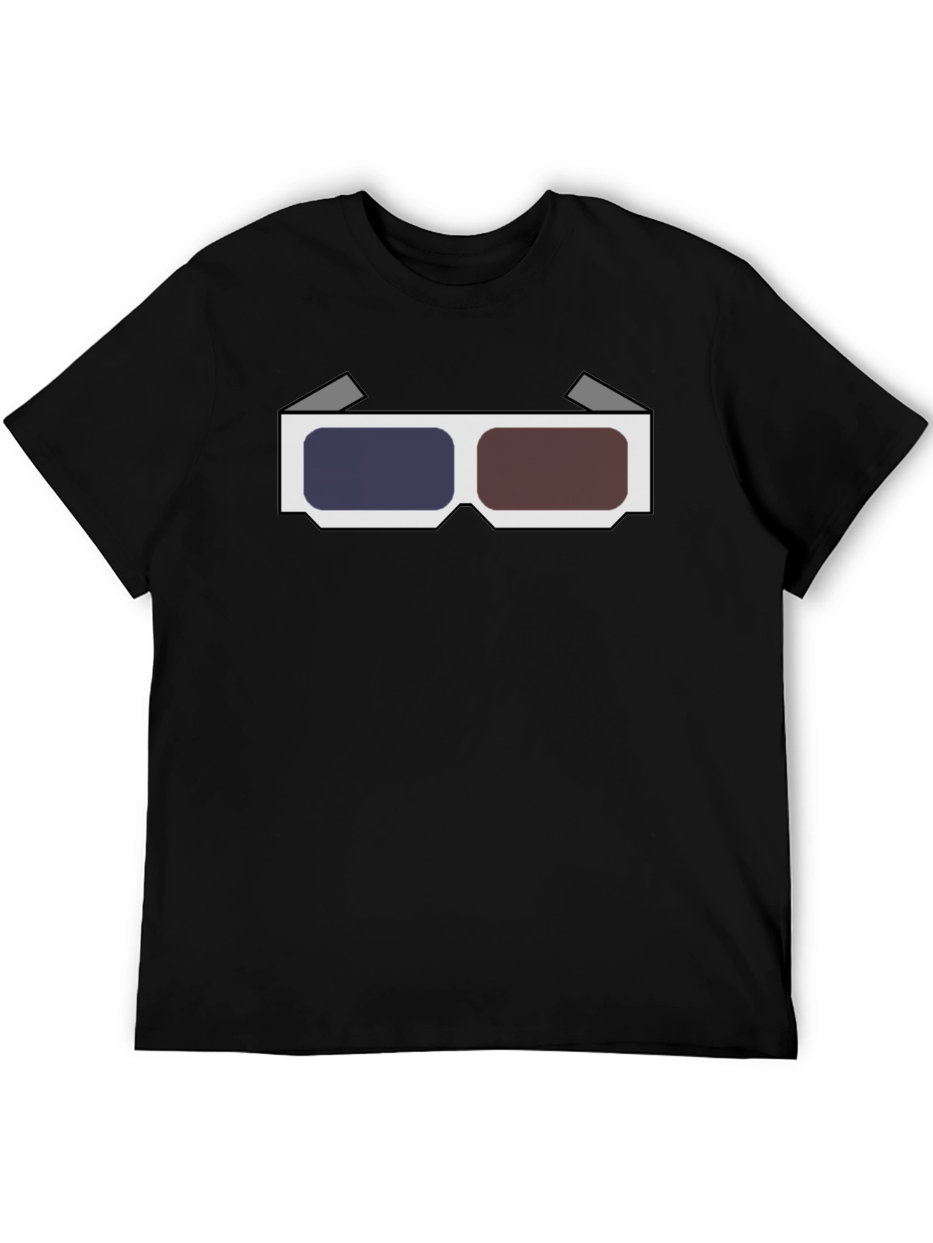 Retro 3D Glasses Graphic Tee - Black