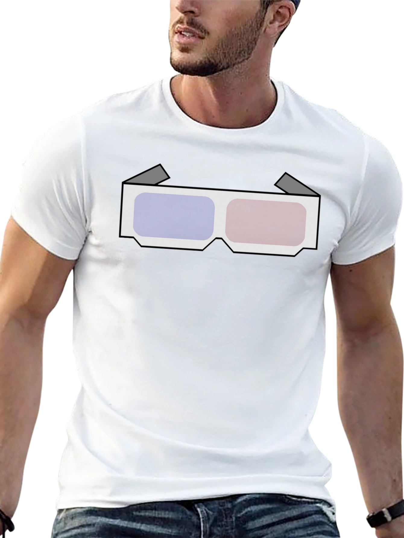 Retro 3D Glasses Graphic Tee - Black