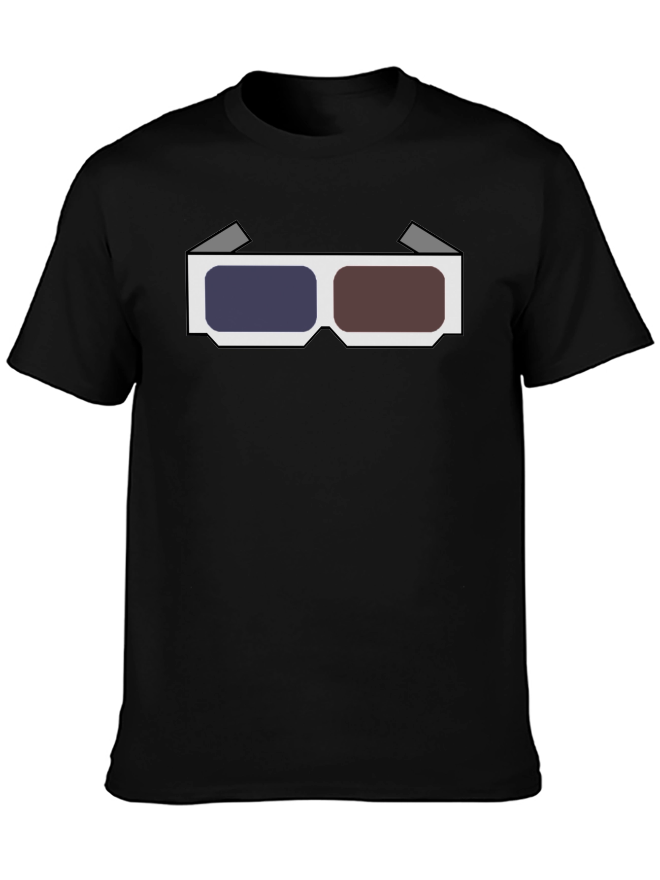 Retro 3D Glasses Graphic Tee - Black