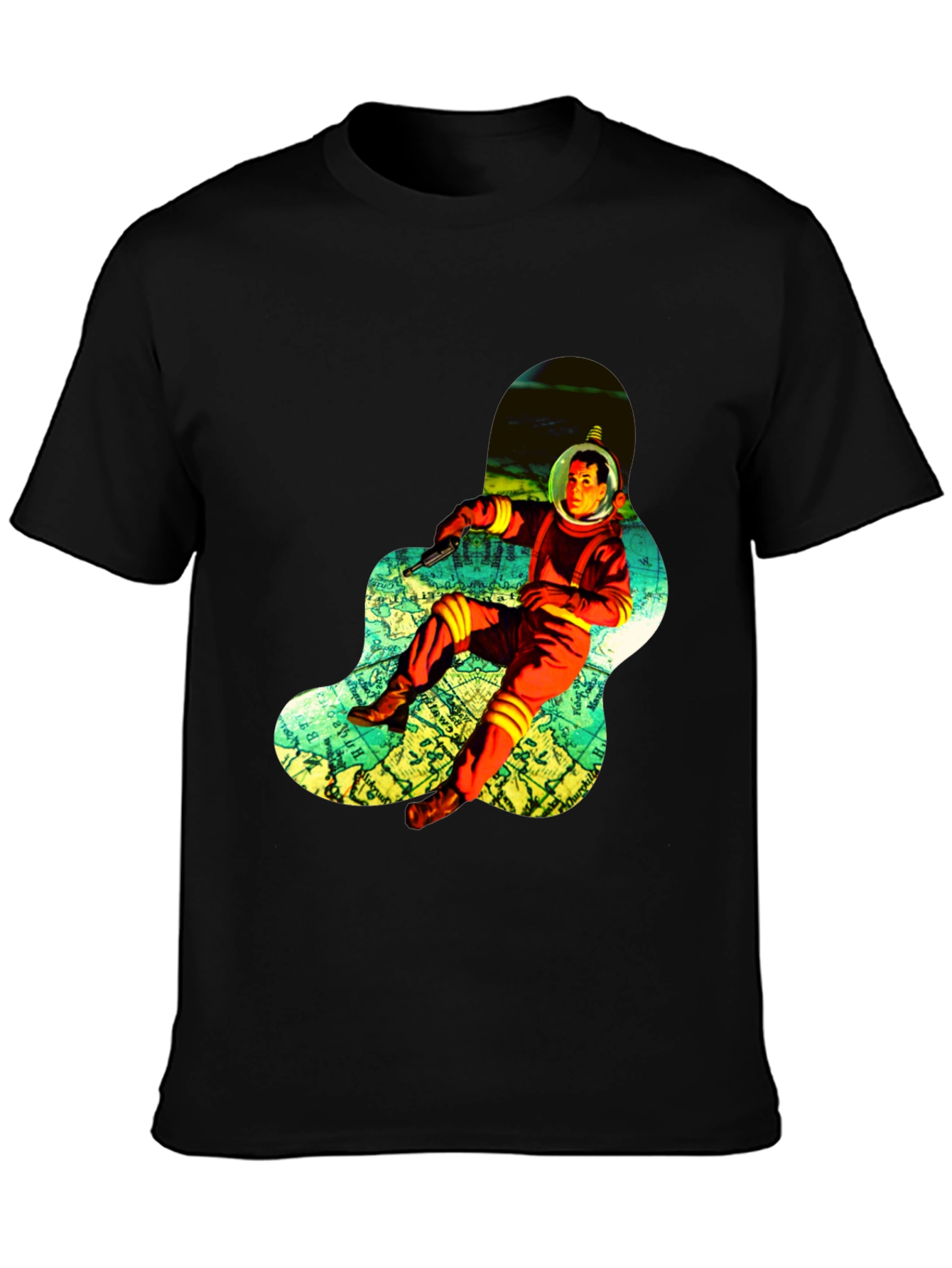 Retro Spaceman Graphic Tee - Black