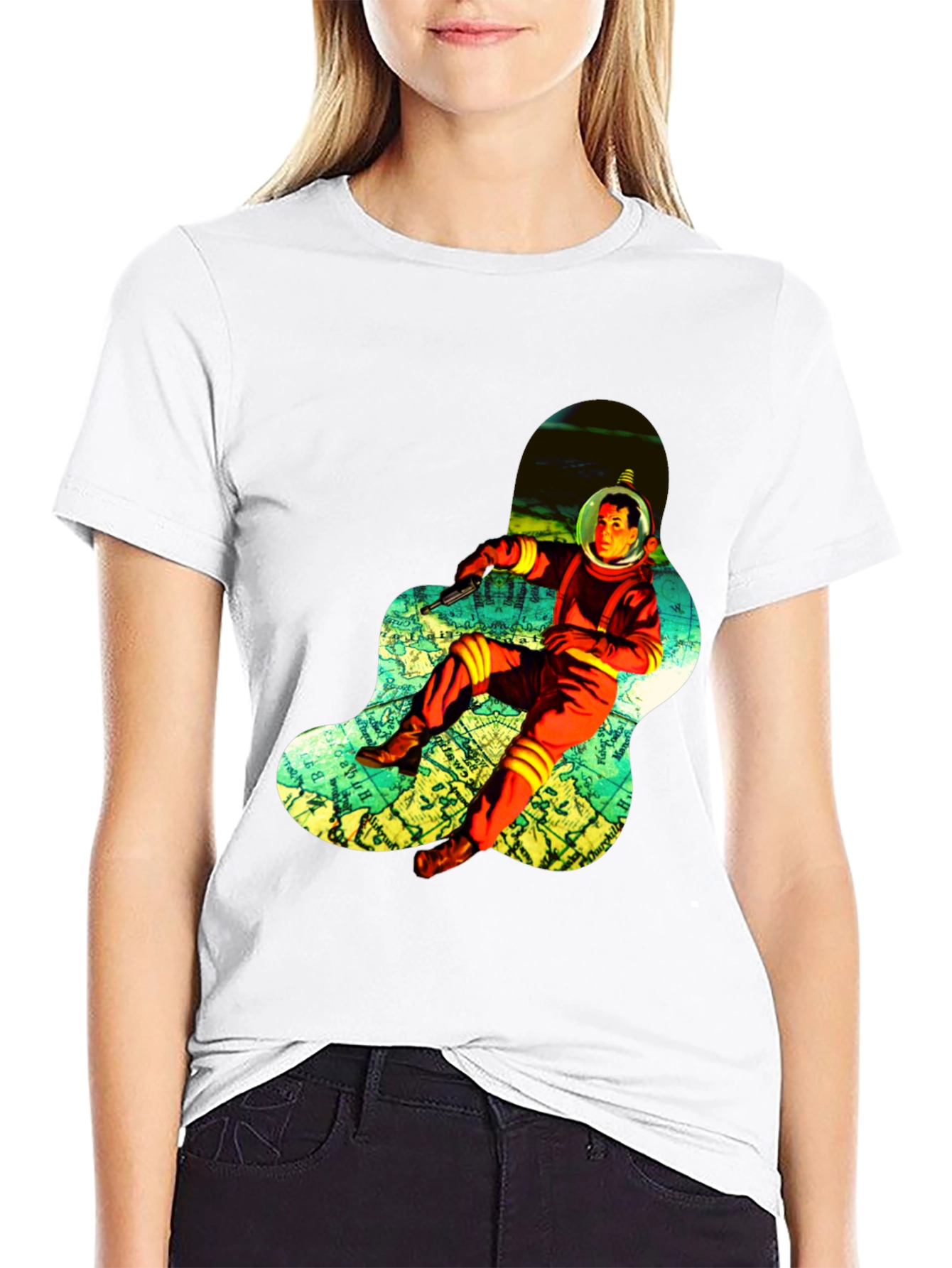 Retro Spaceman Graphic Tee - Black