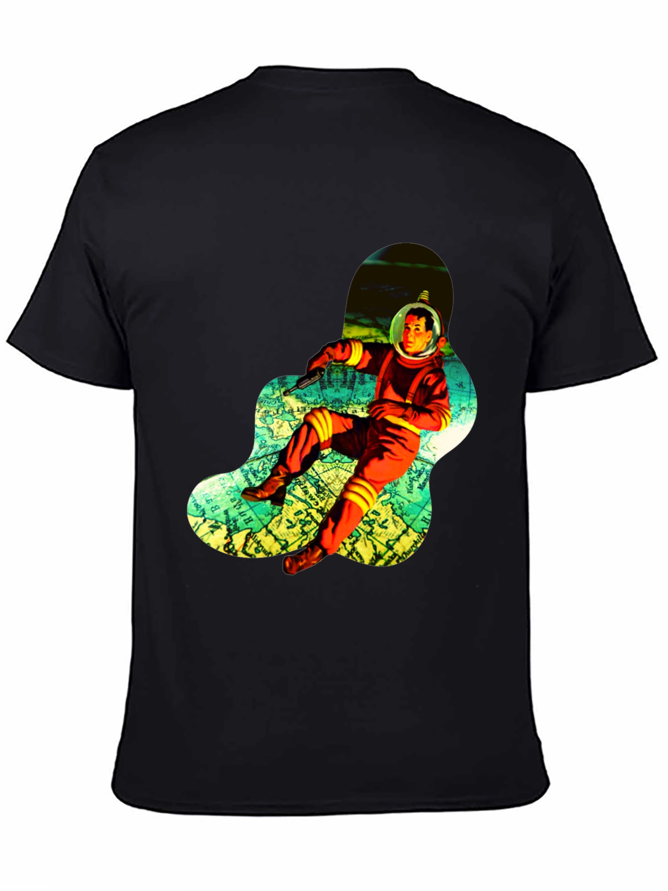 Retro Spaceman Graphic Tee - Black