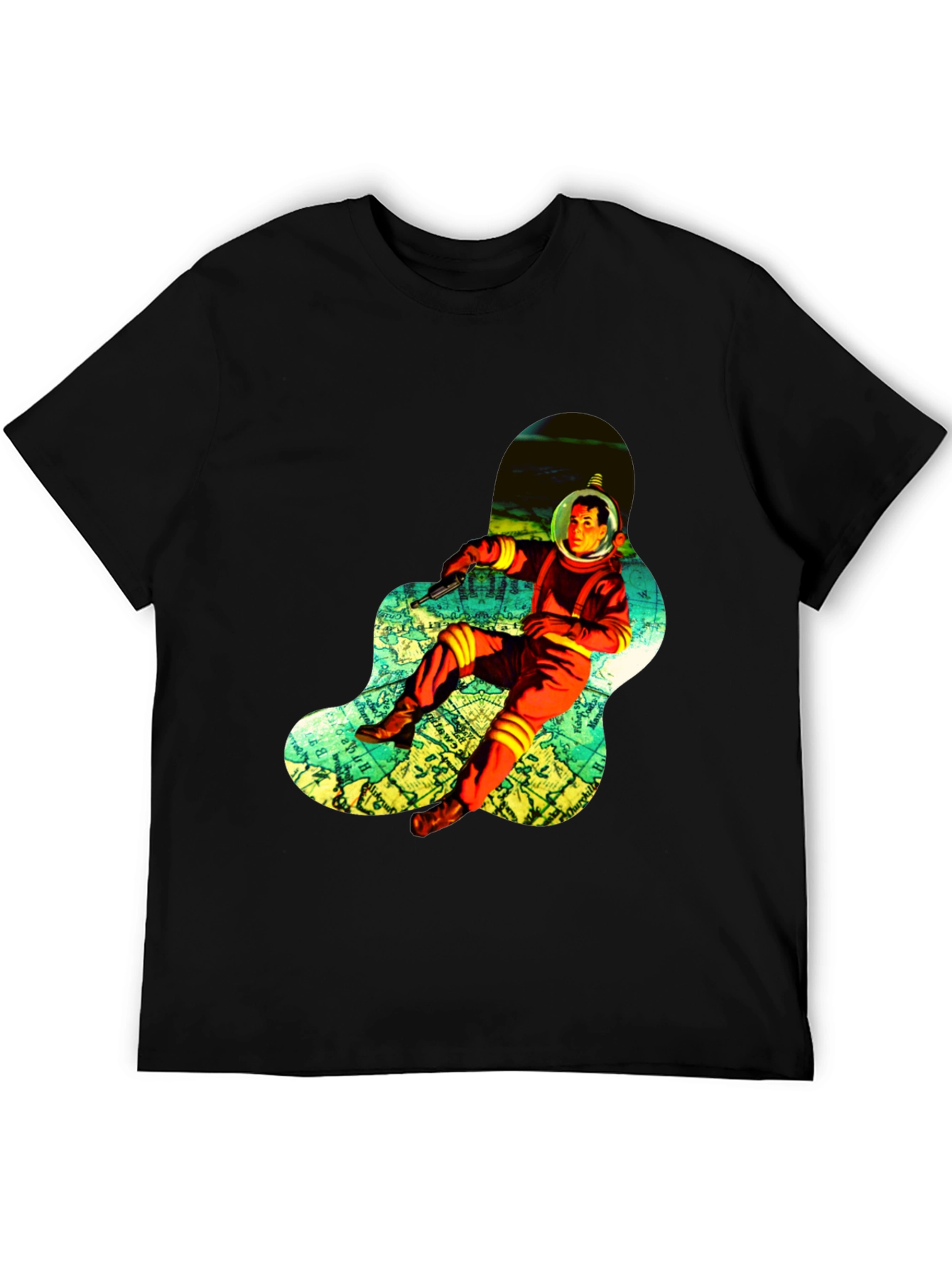 Retro Spaceman Graphic Tee - Black