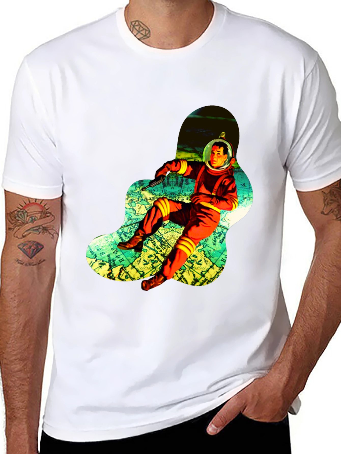 Retro Spaceman Graphic Tee - Black