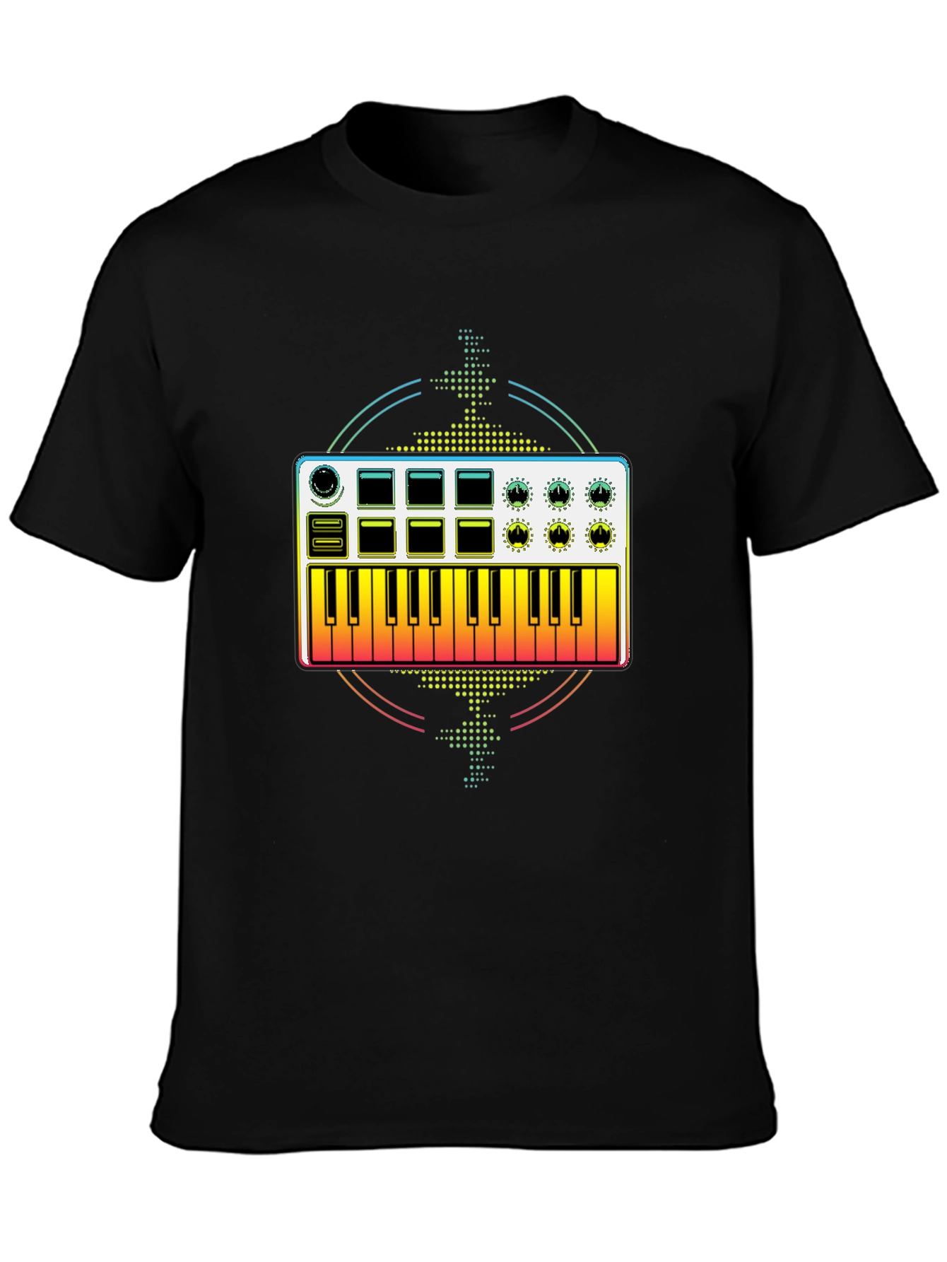 Keyboard Synthesizer Graphic Tee - Black