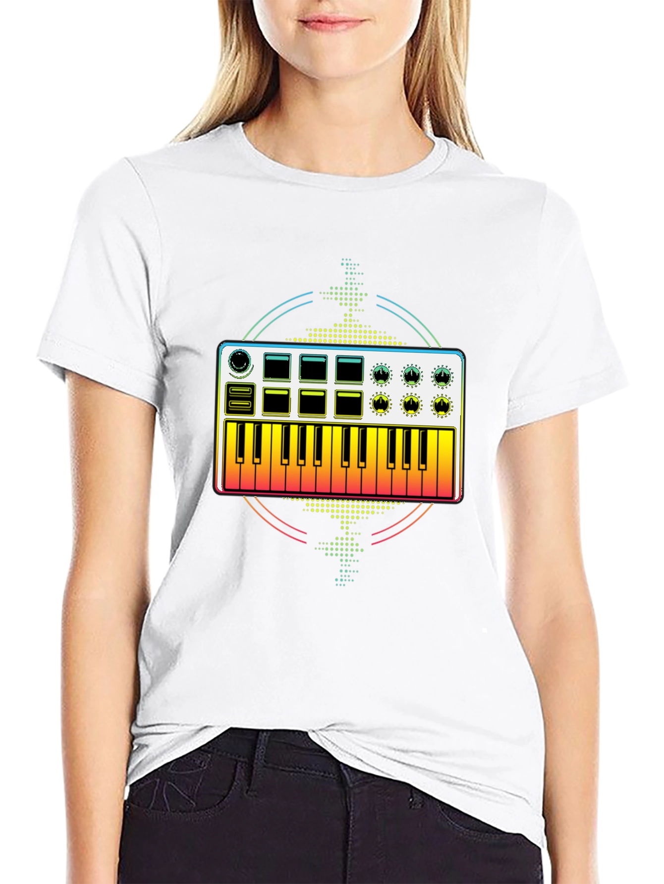 Keyboard Synthesizer Graphic Tee - Black