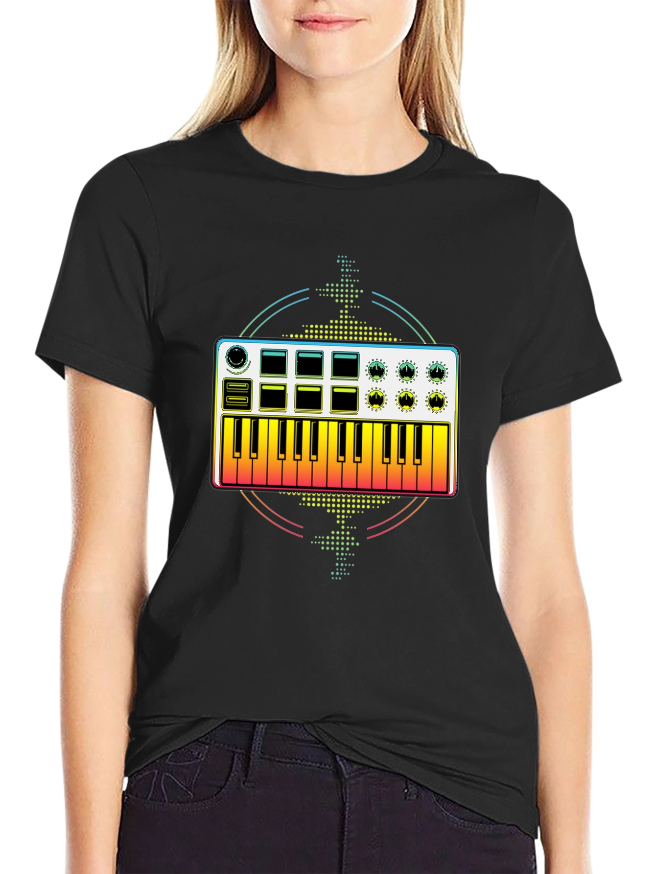 Keyboard Synthesizer Graphic Tee - Black