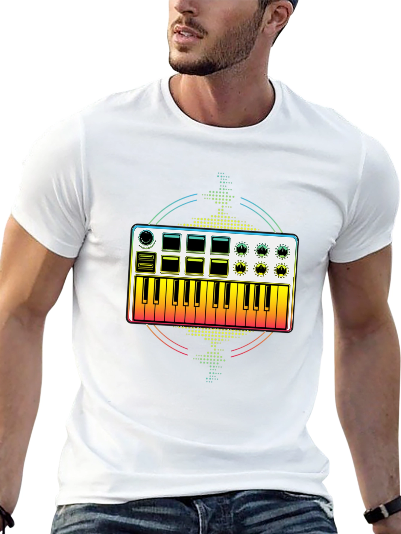 Keyboard Synthesizer Graphic Tee - Black