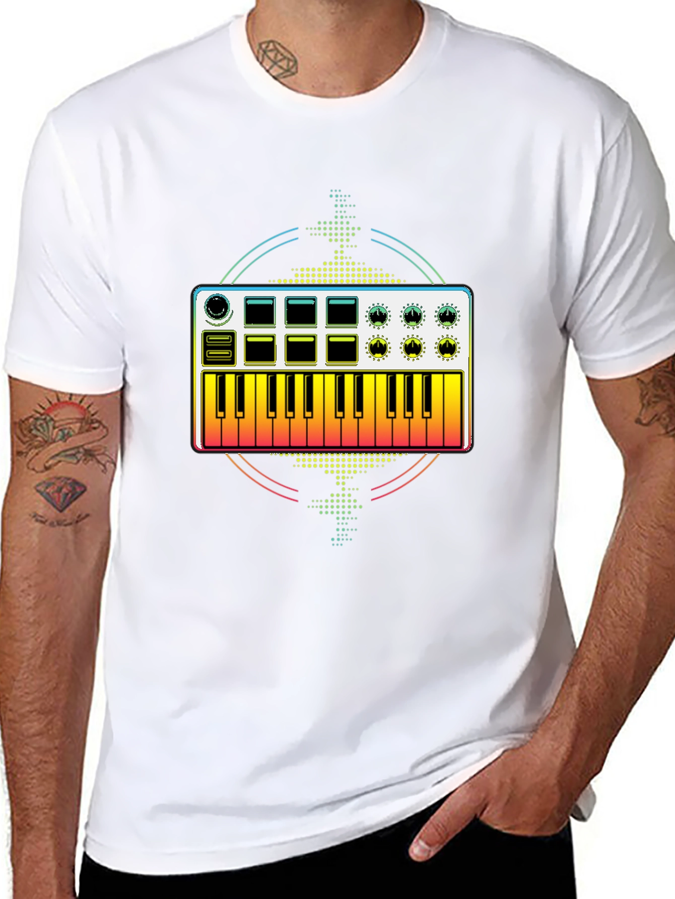 Keyboard Synthesizer Graphic Tee - Black