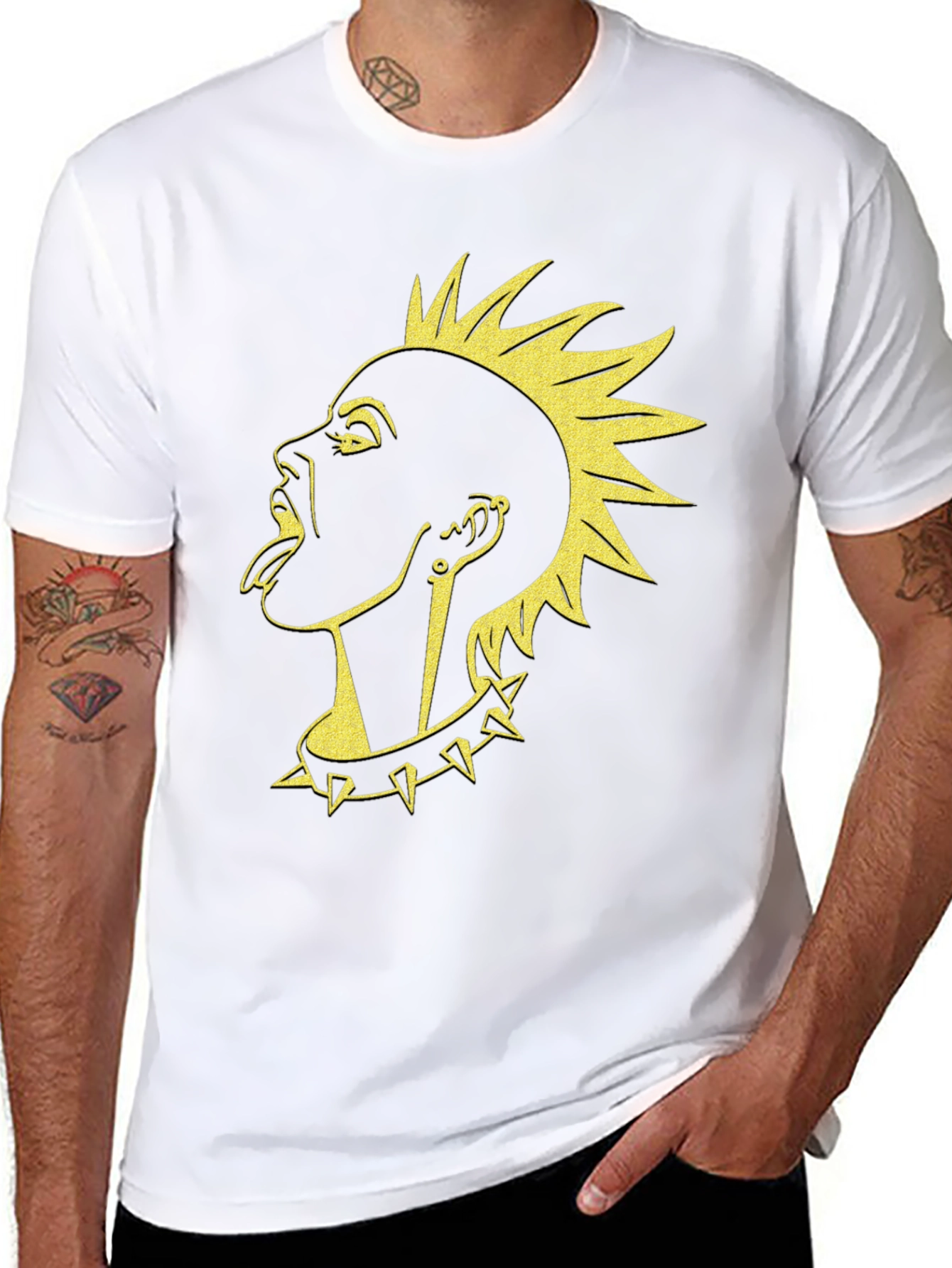 Punk Rock Graphic Tee - Spiked Collar Style