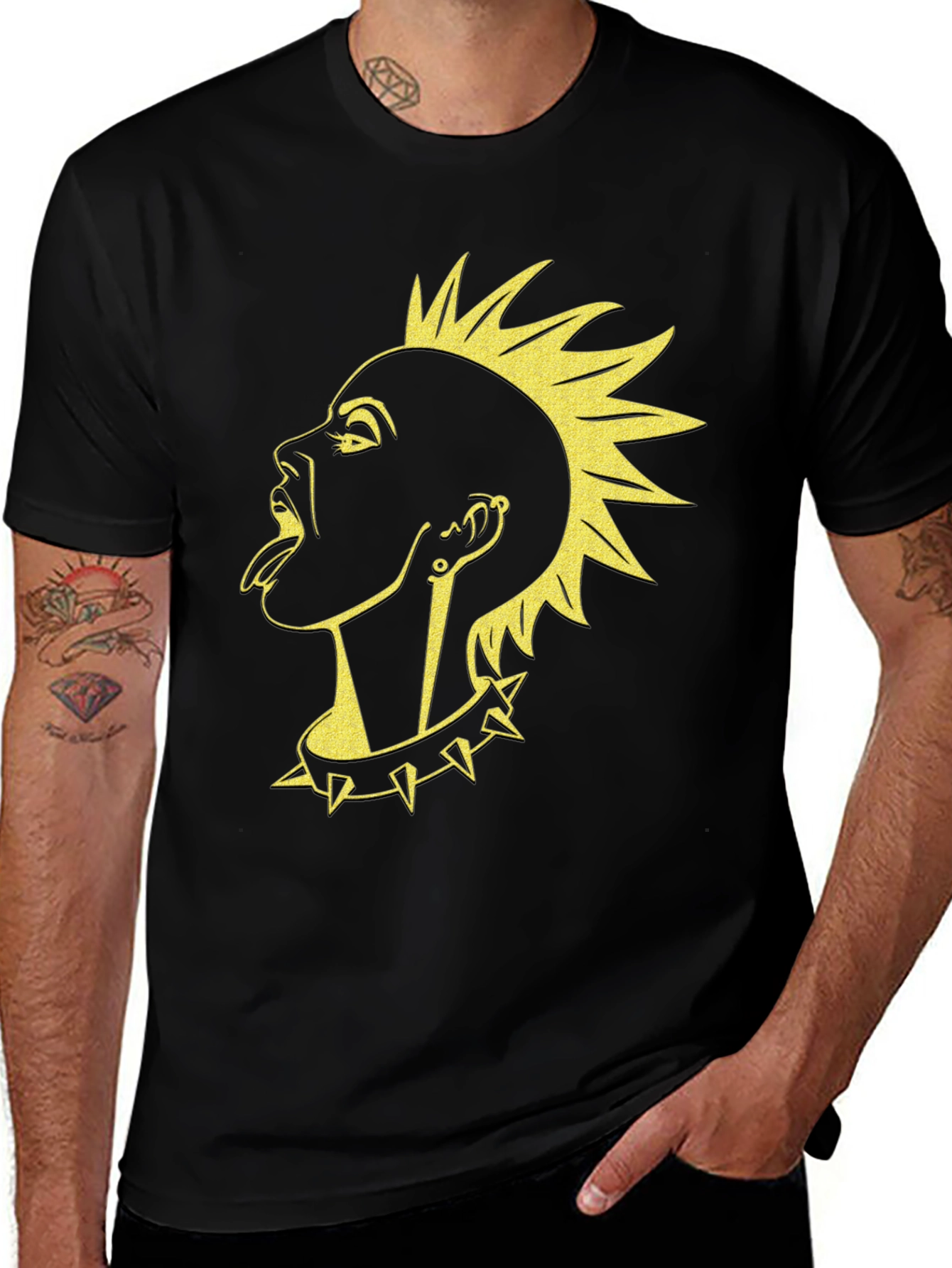 Punk Rock Graphic Tee - Spiked Collar Style