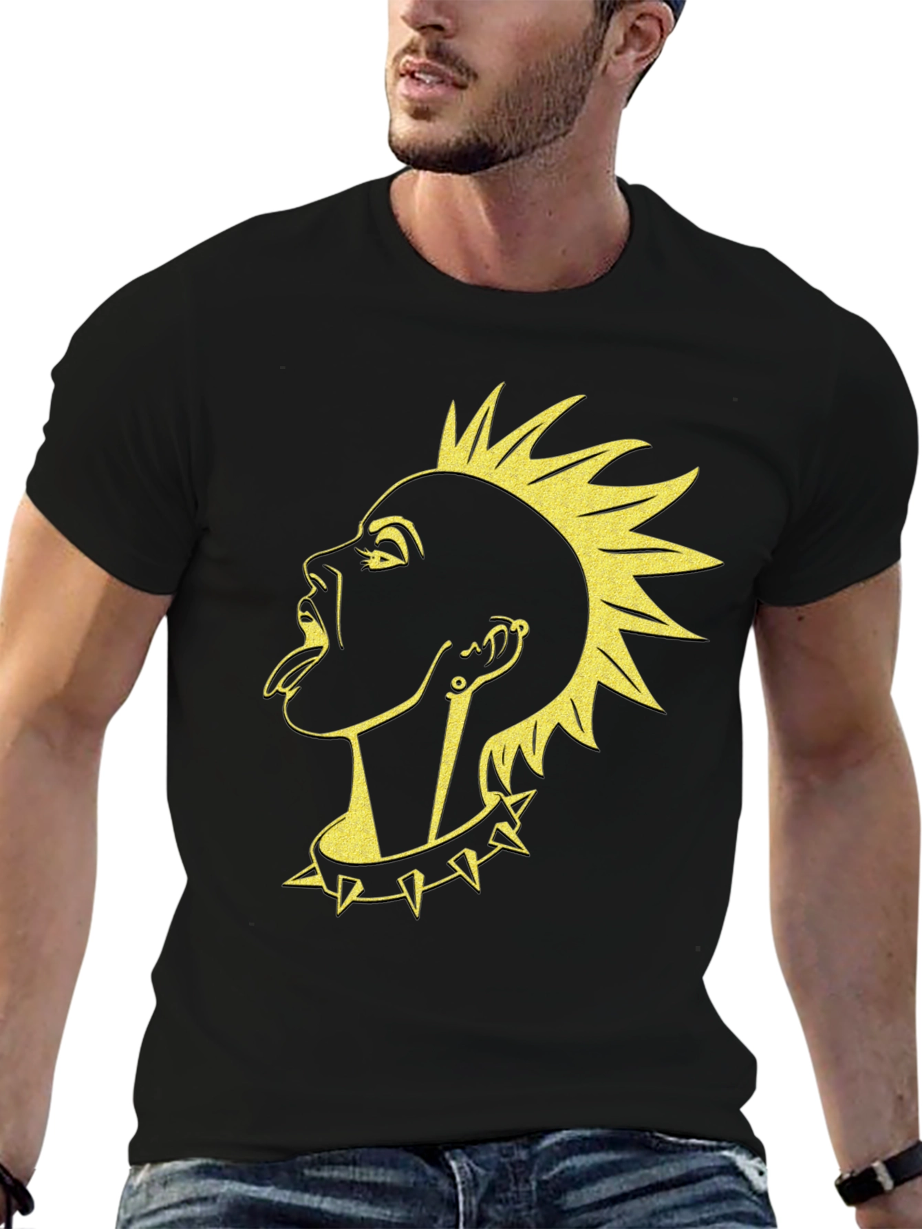 Punk Rock Graphic Tee - Spiked Collar Style