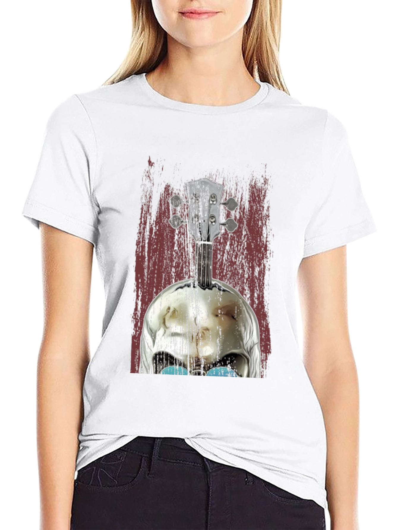 Skull Banjo Graphic Tee - Rockabilly Style