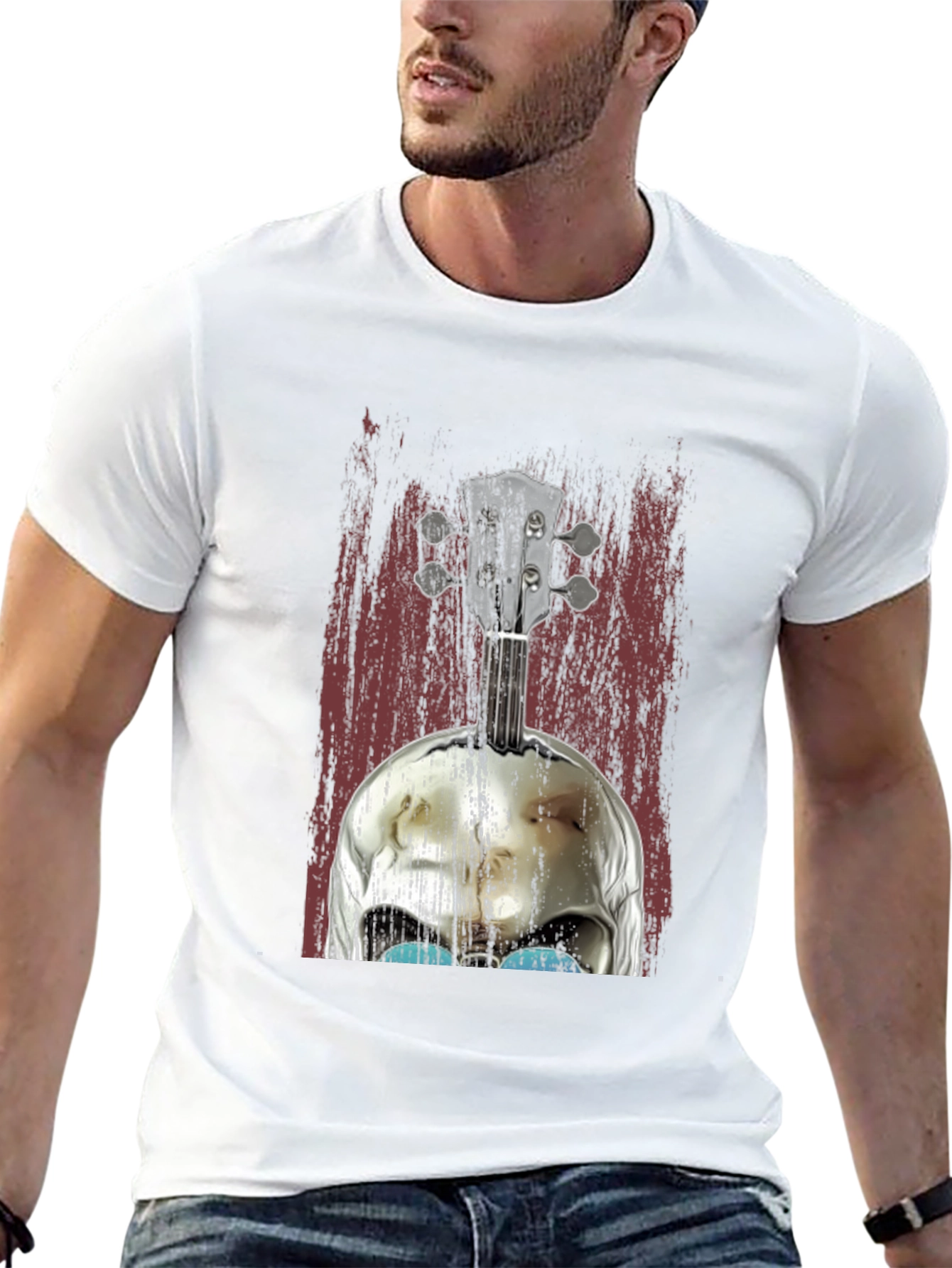 Skull Banjo Graphic Tee - Rockabilly Style