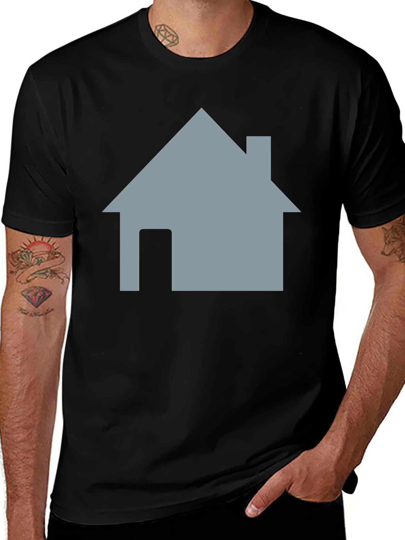 Home Icon Black T-Shirt - Casual Style