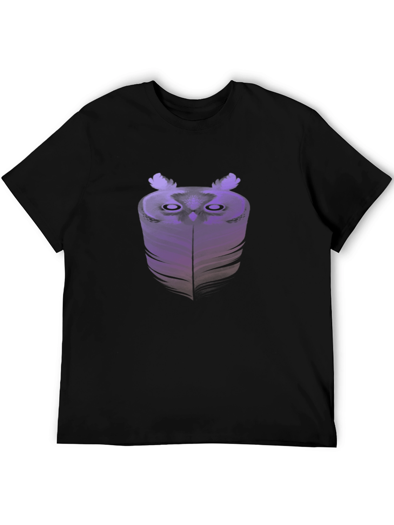 Abstract Owl Graphic Tee - Black Cotton Blend