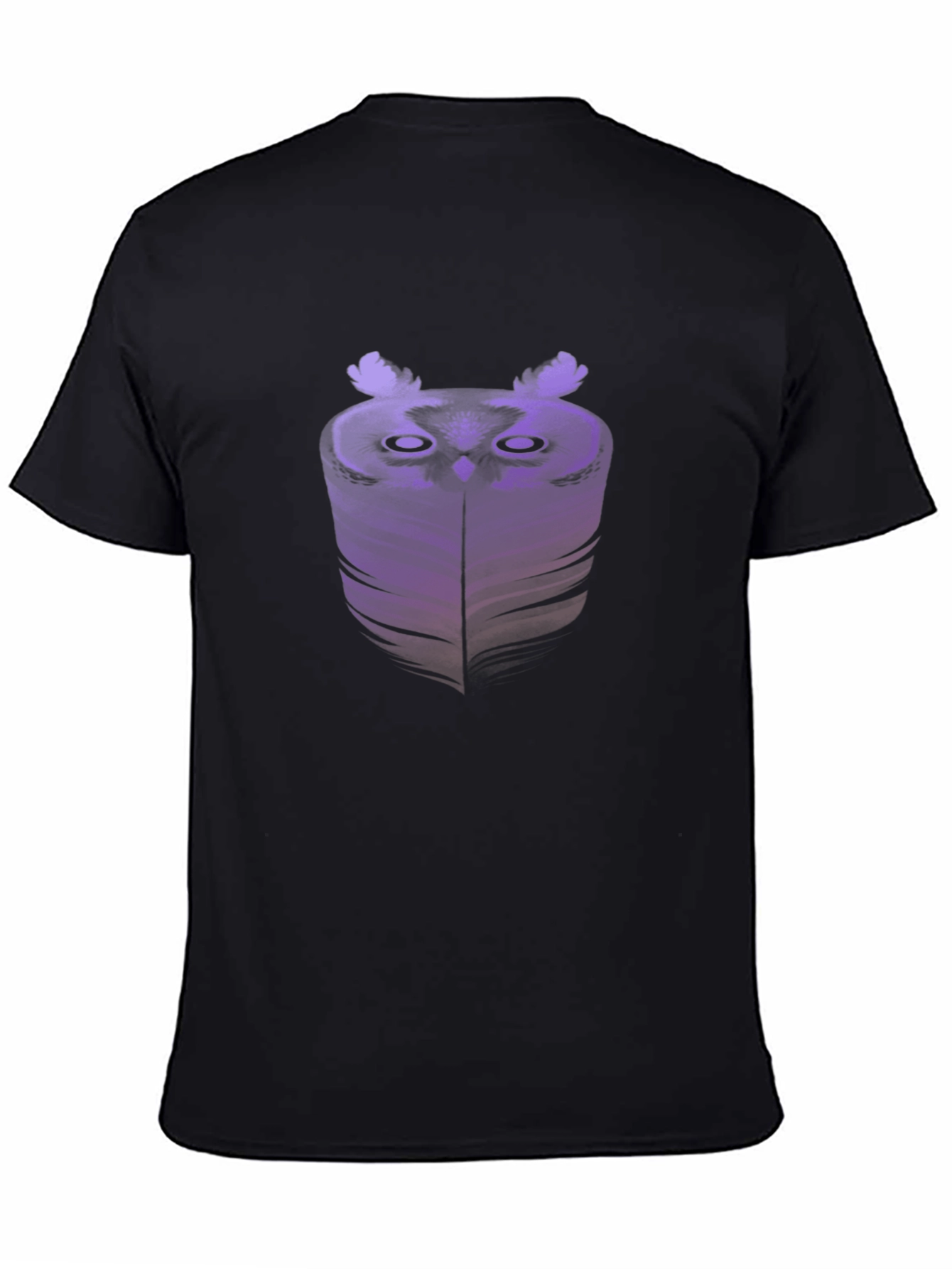 Abstract Owl Graphic Tee - Black Cotton Blend
