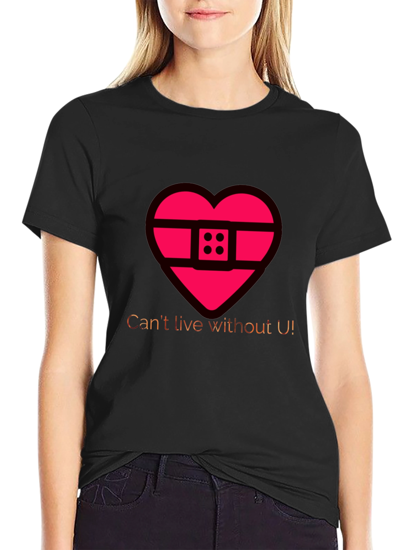Heart Band-Aid Graphic Tee - Cant Live Without U!