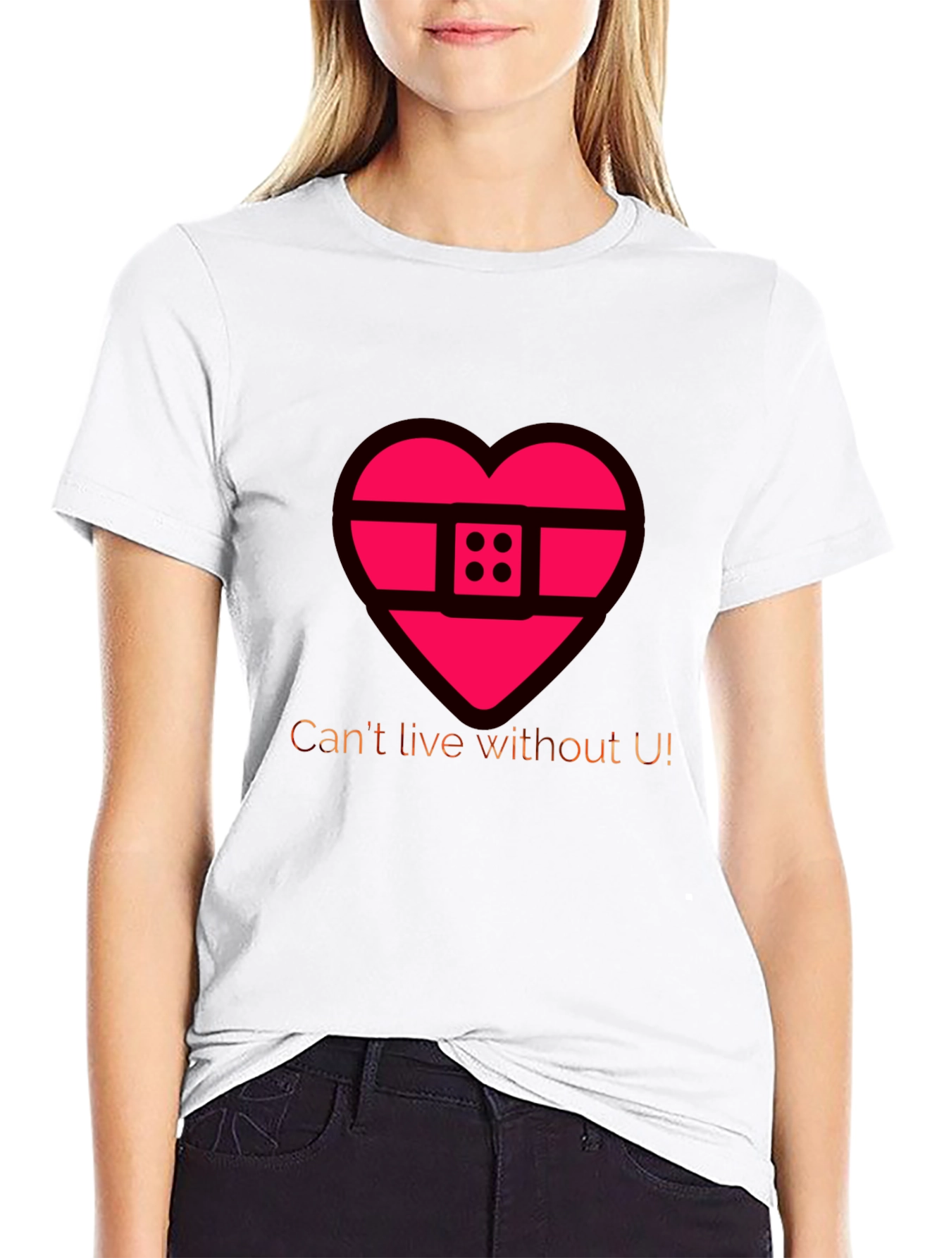 Heart Band-Aid Graphic Tee - Cant Live Without U!
