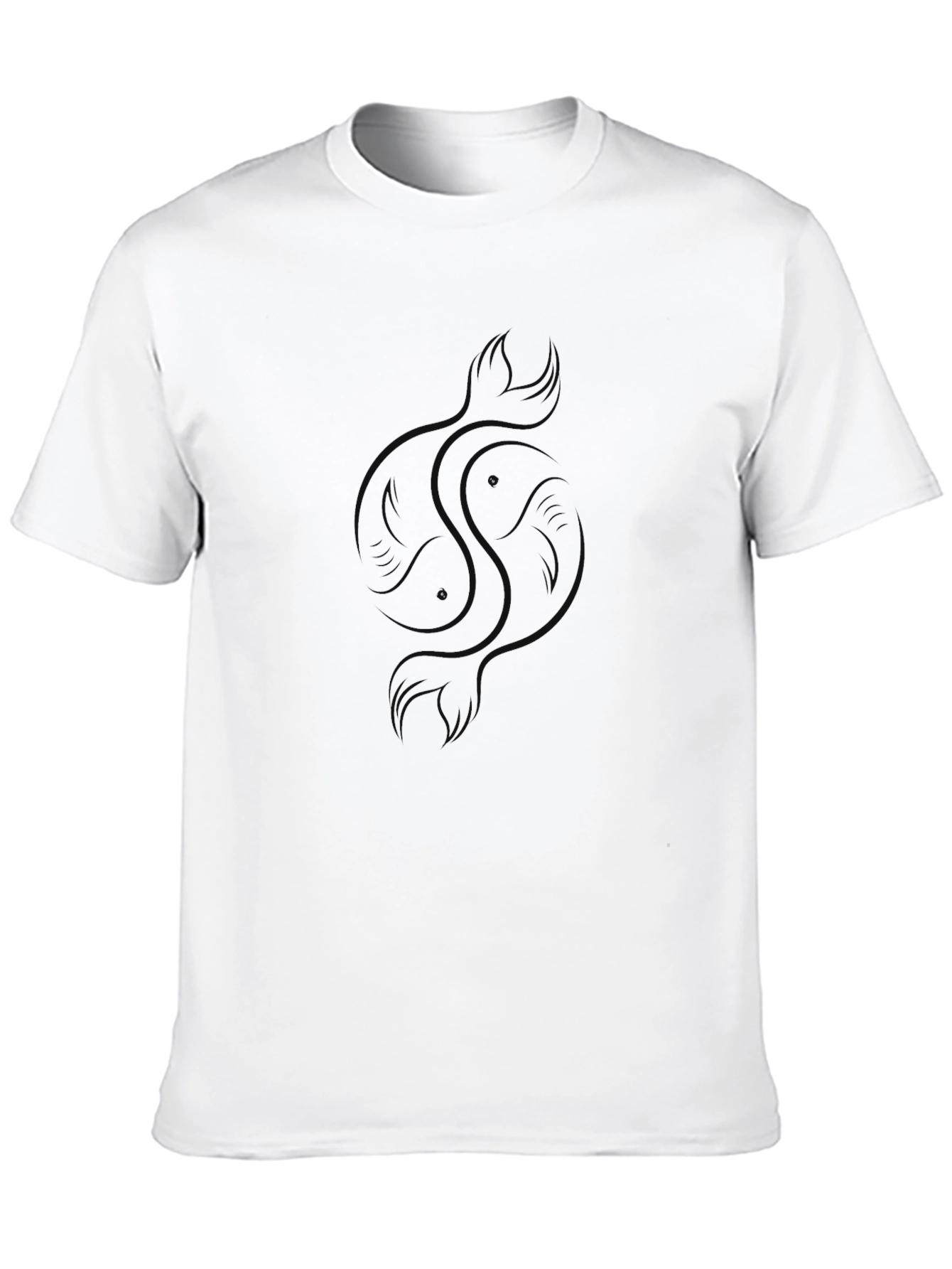 Mens Black Graphic Tee - Yin Yang Koi Fish