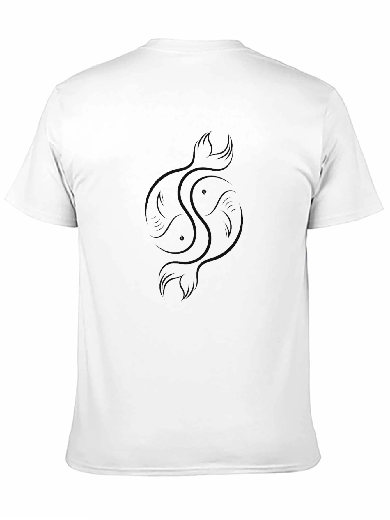 Mens Black Graphic Tee - Yin Yang Koi Fish