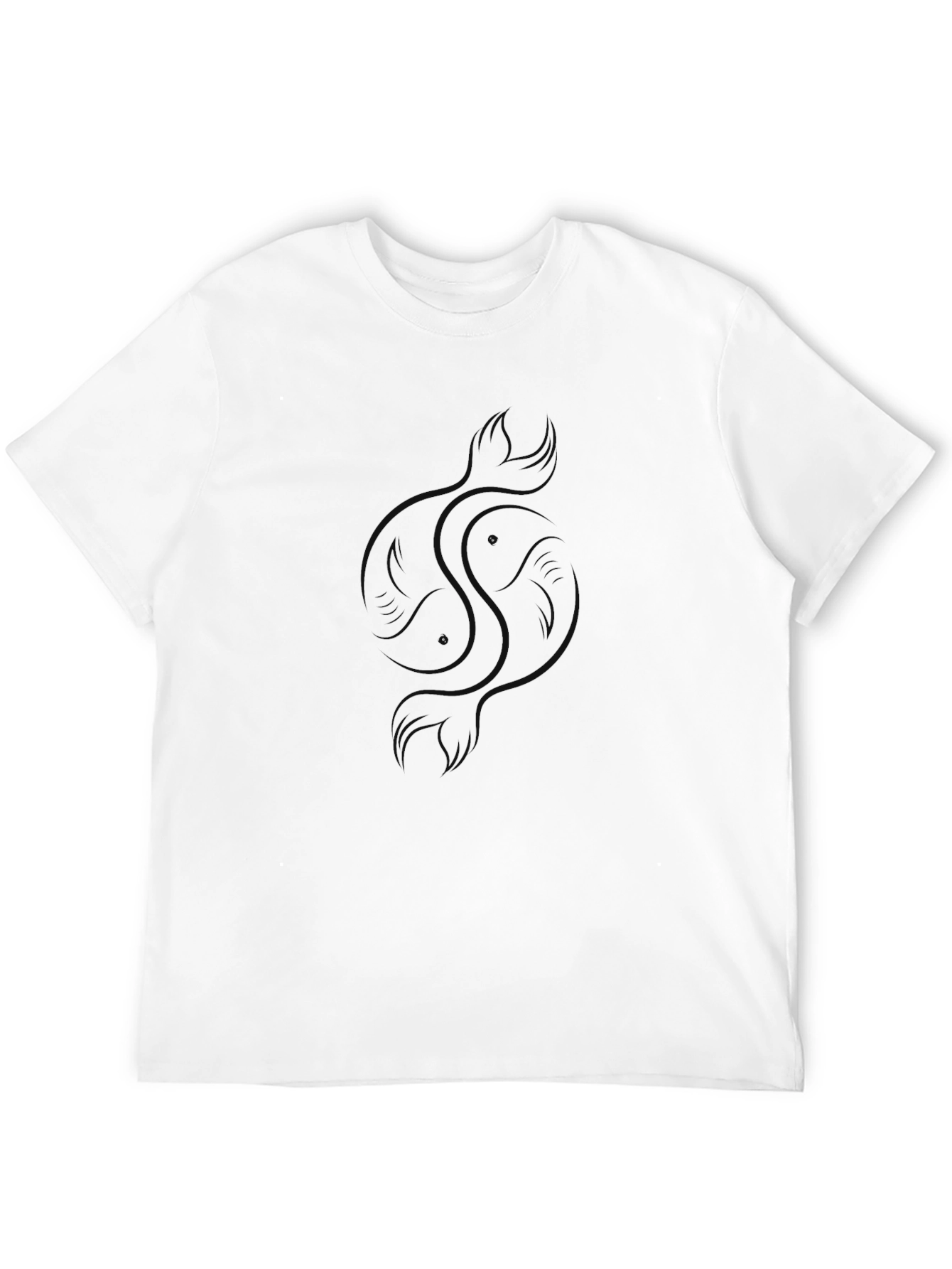 Mens Black Graphic Tee - Yin Yang Koi Fish
