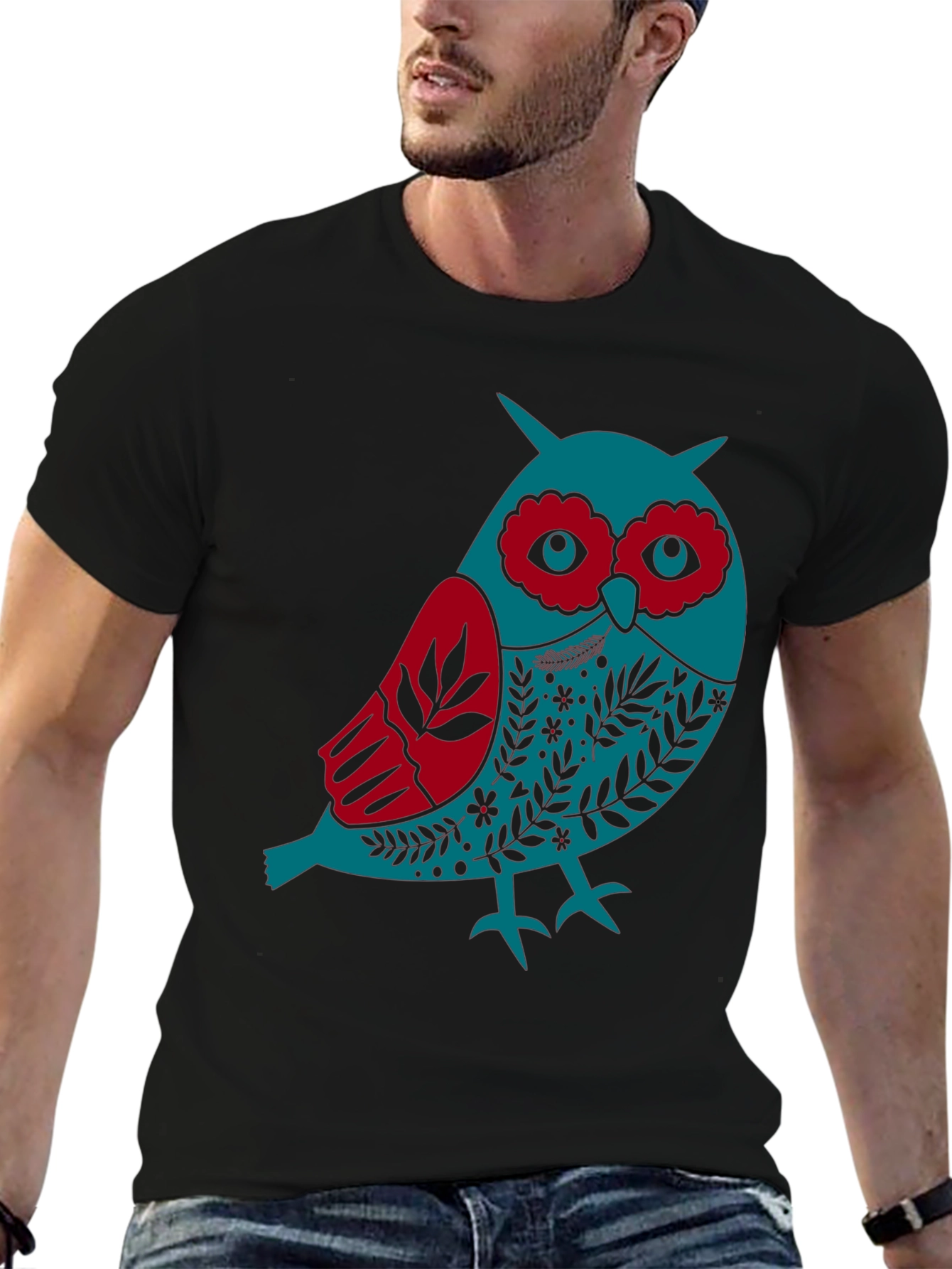 Unique Owl Graphic Black T-Shirt