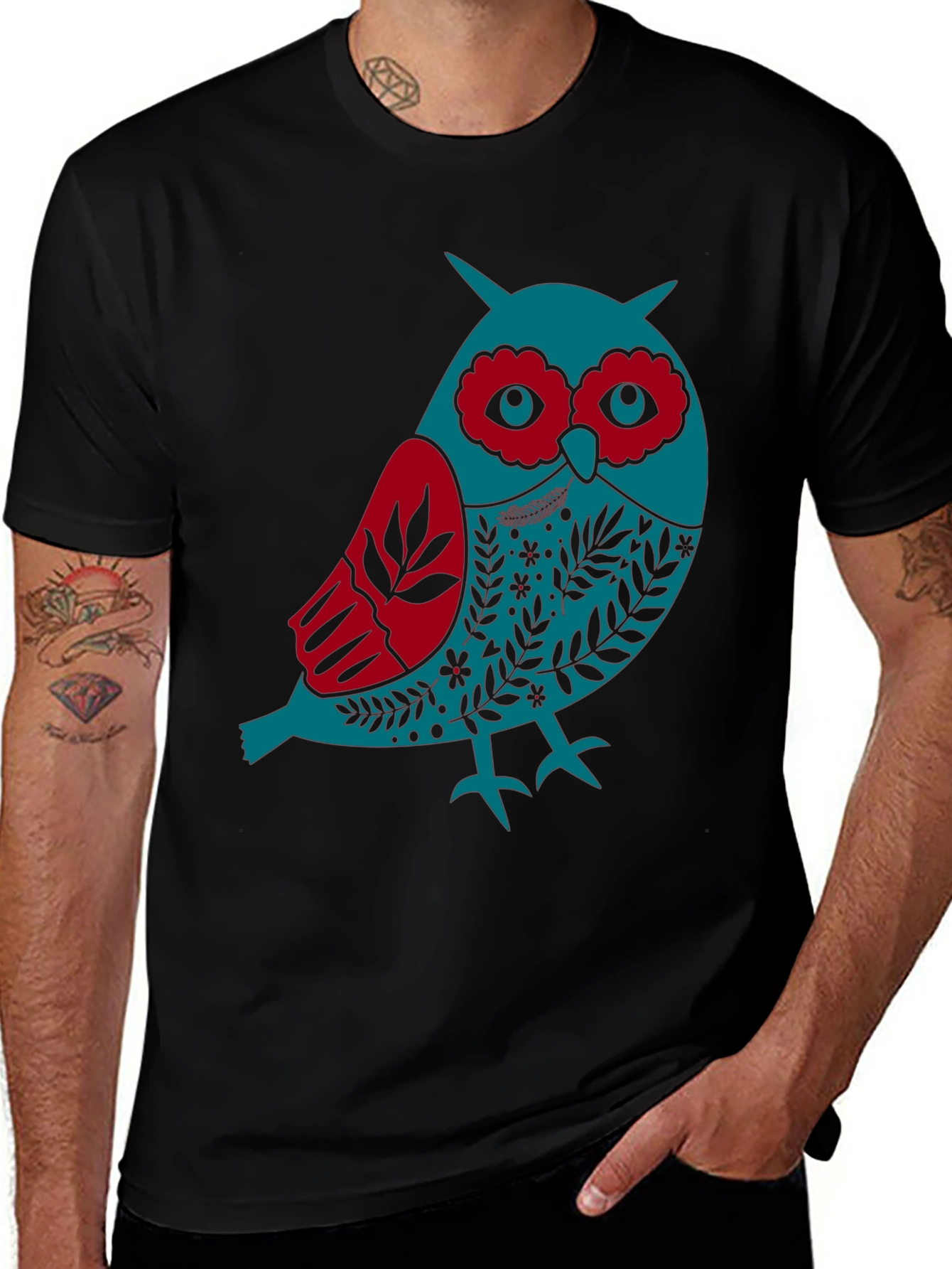Unique Owl Graphic Black T-Shirt