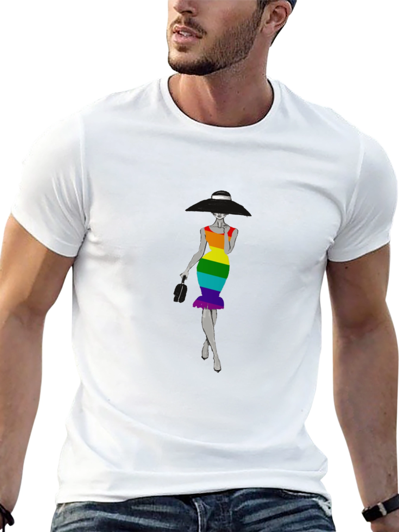 Rainbow Dress Graphic Tee - Stylish Unisex T-Shirt