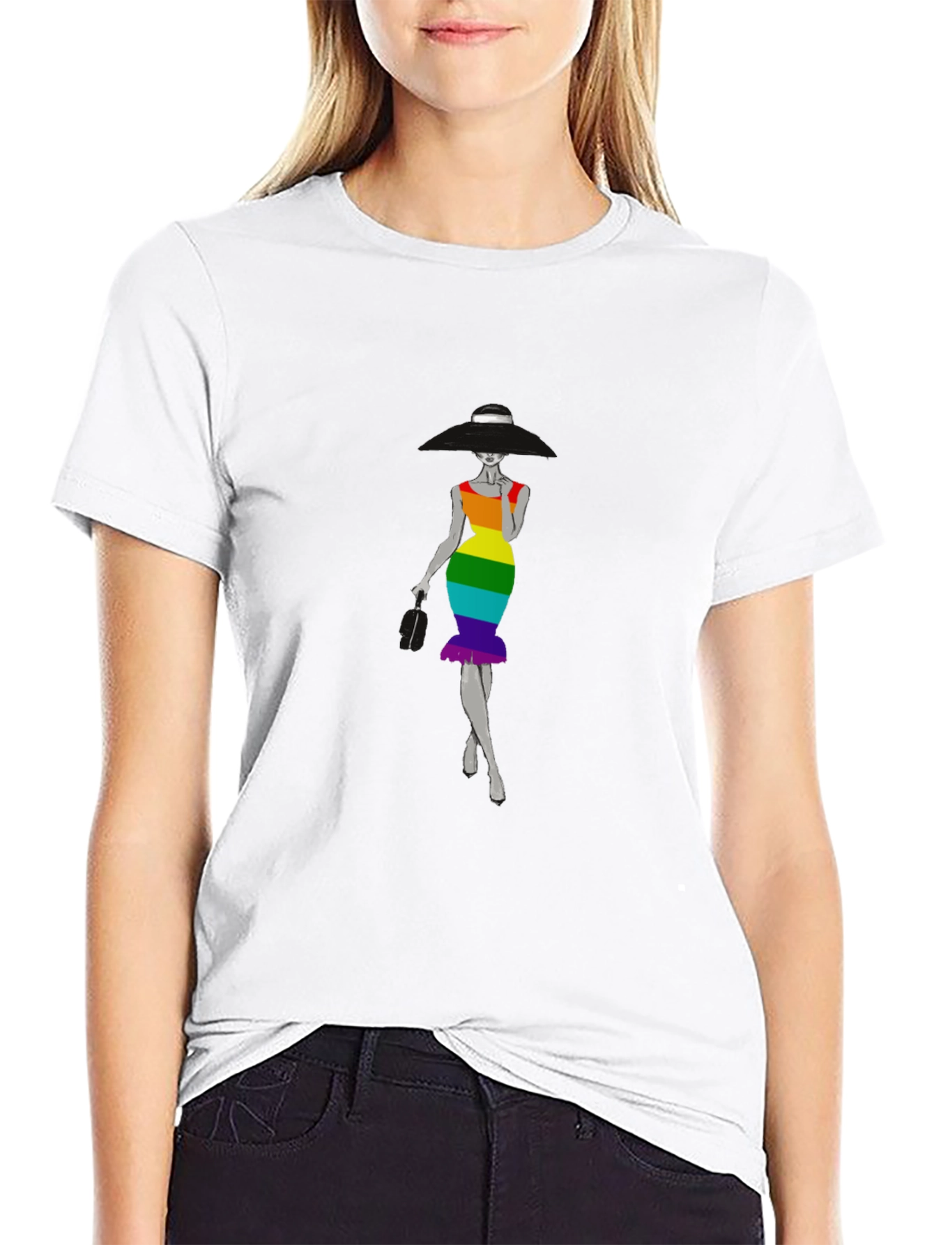 Rainbow Dress Graphic Tee - Stylish Unisex T-Shirt