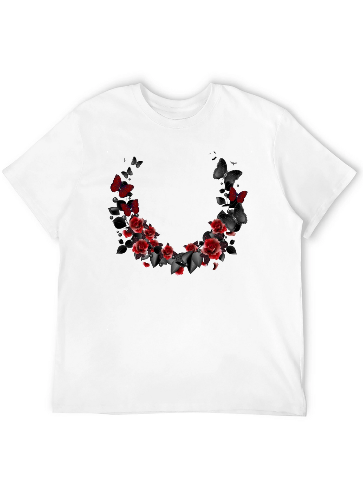 Floral Butterfly T-Shirt - Gothic Rose Design