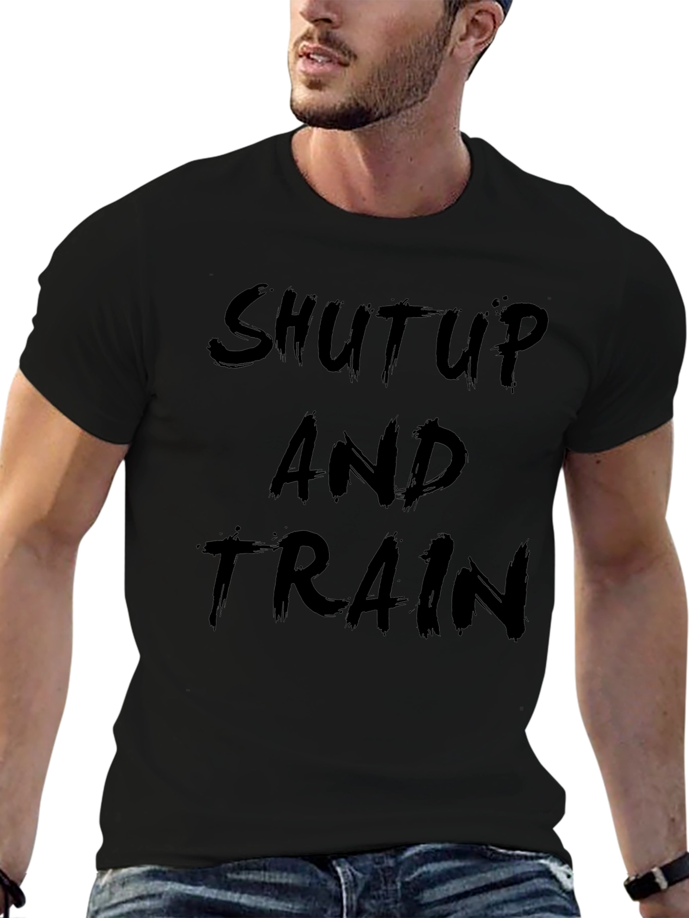 Shut Up and Train Black Graphic T-Shirt