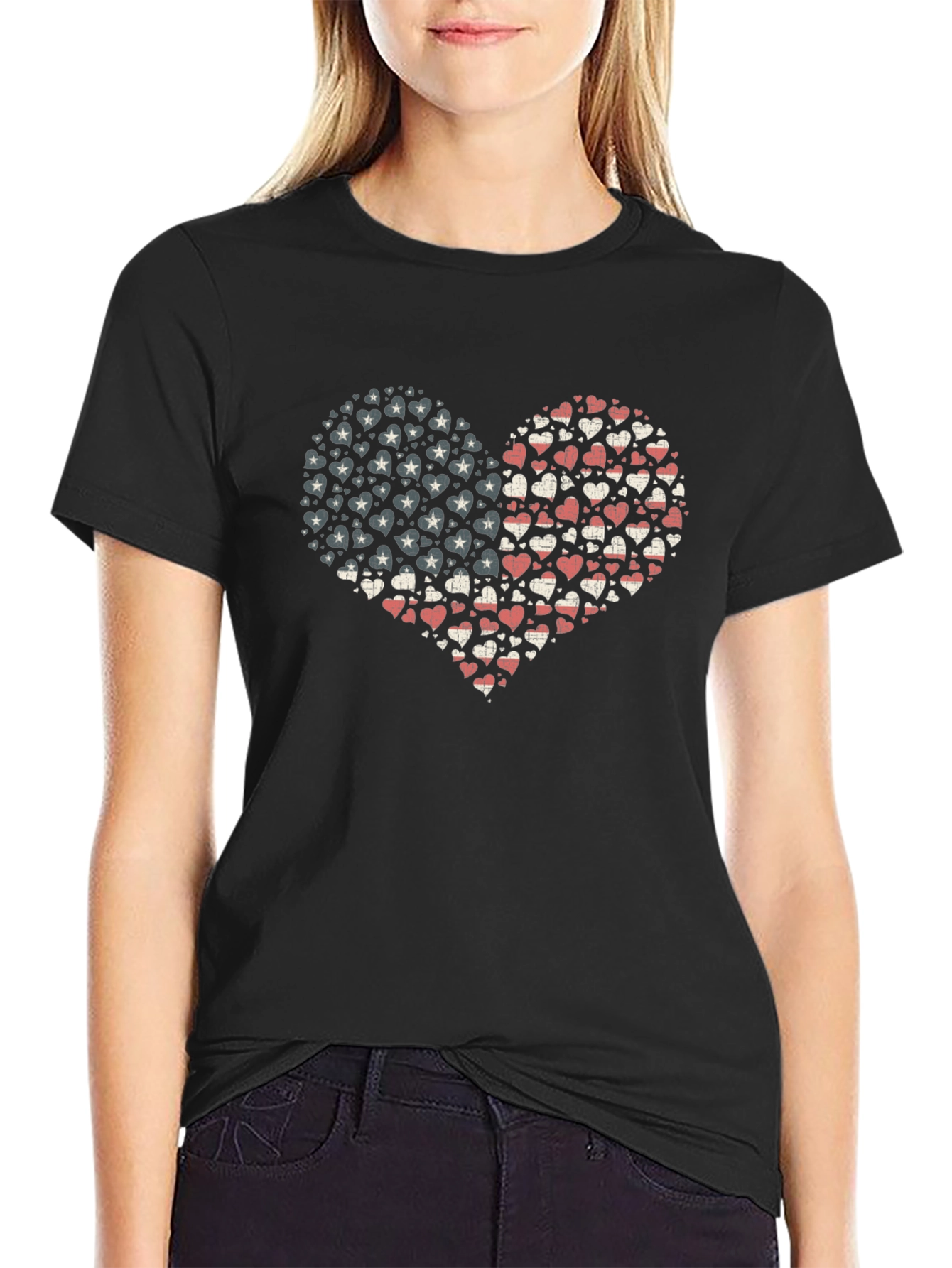 Patriotic Heart T-Shirt - Stars & Stripes Graphic Tee