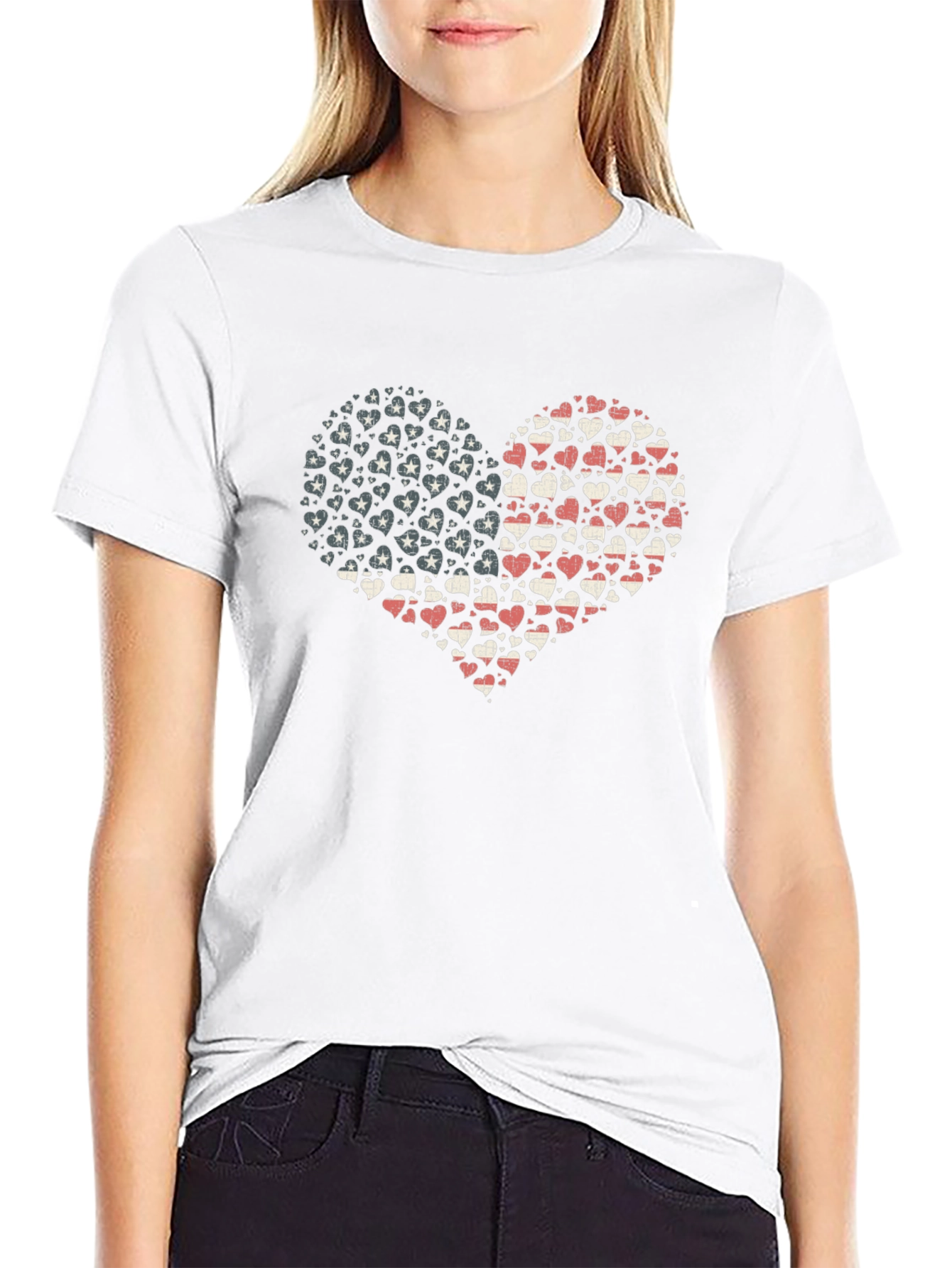 Patriotic Heart T-Shirt - Stars & Stripes Graphic Tee