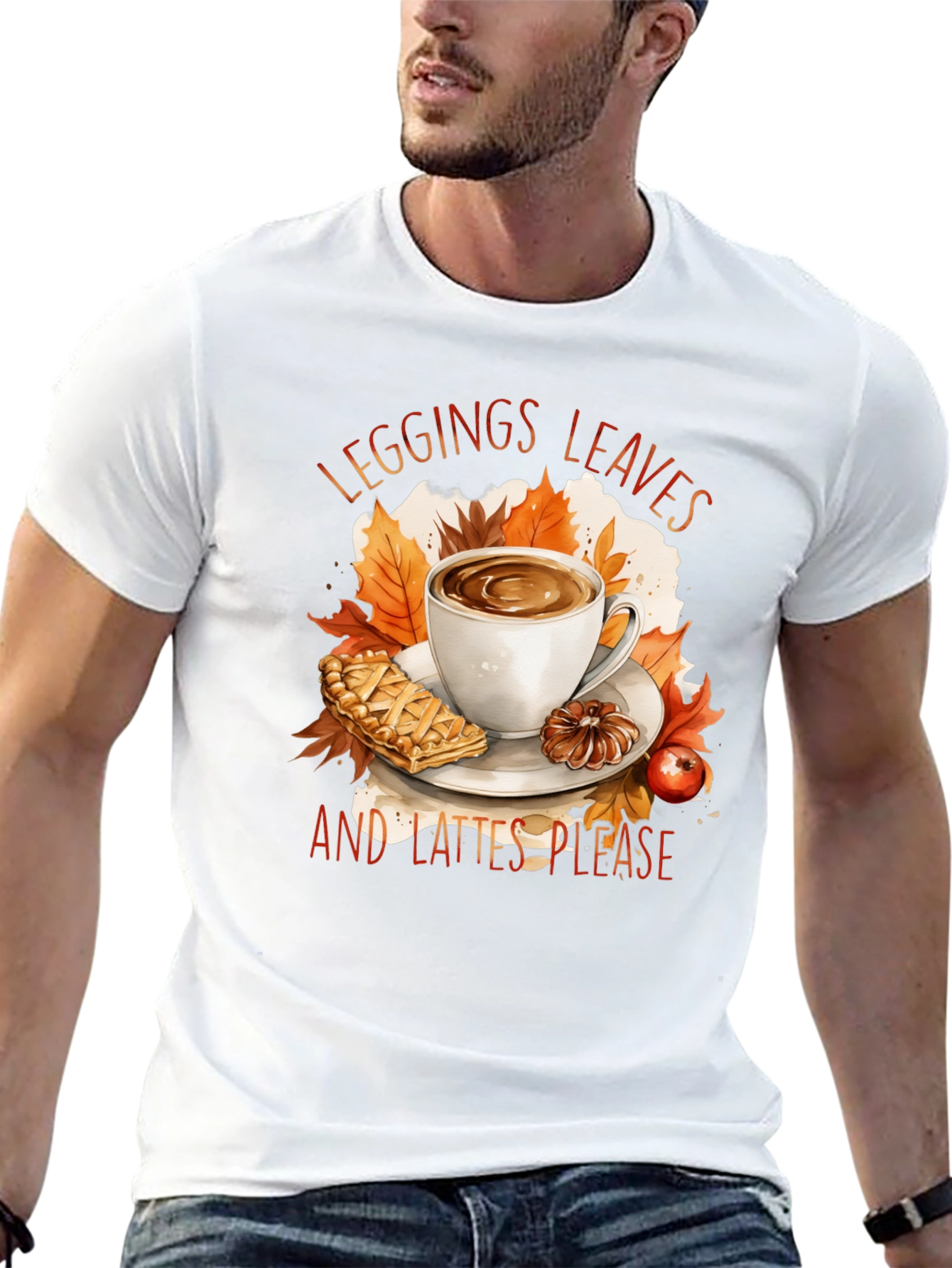 Leggings Leaves and Lattes Please T-Shirt