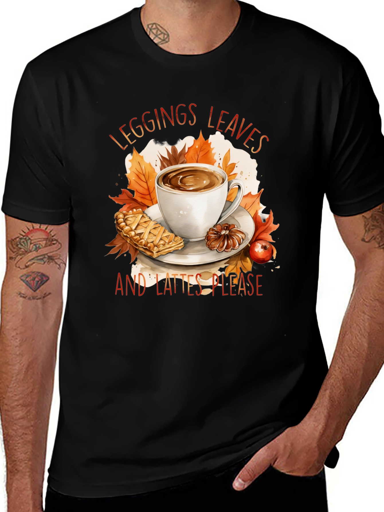 Leggings Leaves and Lattes Please T-Shirt