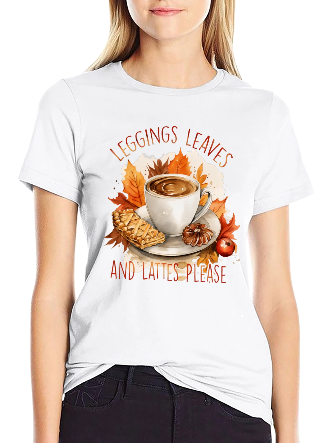 Leggings Leaves and Lattes Please T-Shirt