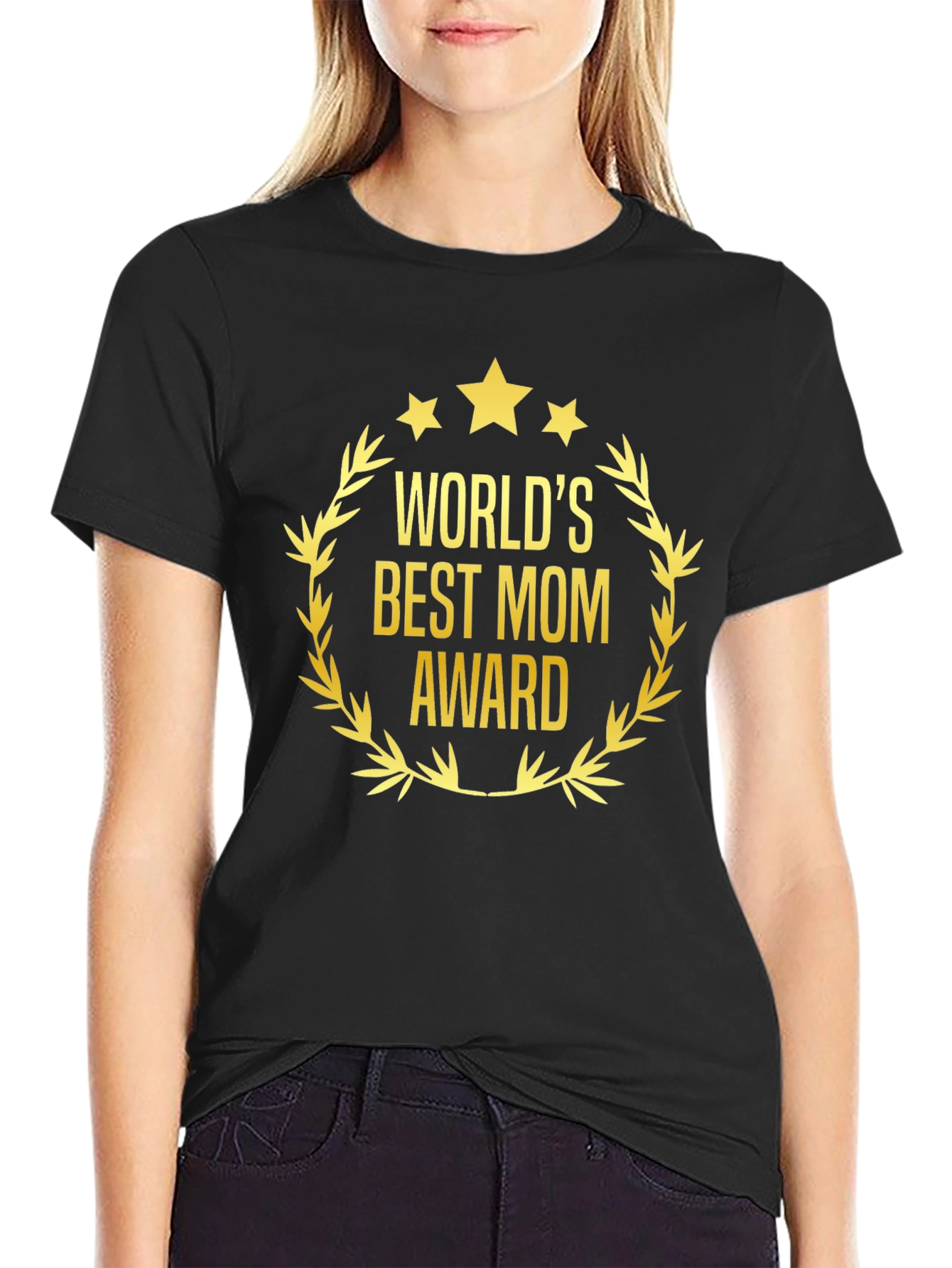 Worlds Best Mom Award Black T-Shirt