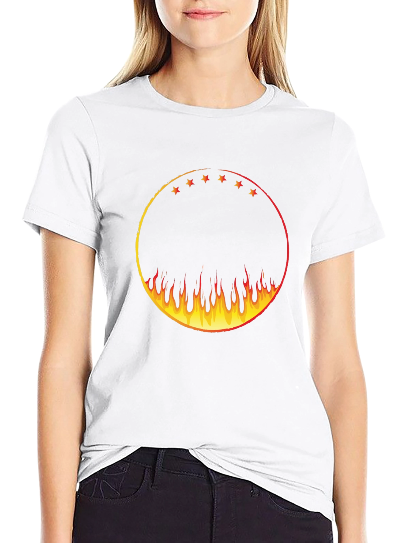 Fiery Circle Graphic Tee - Black