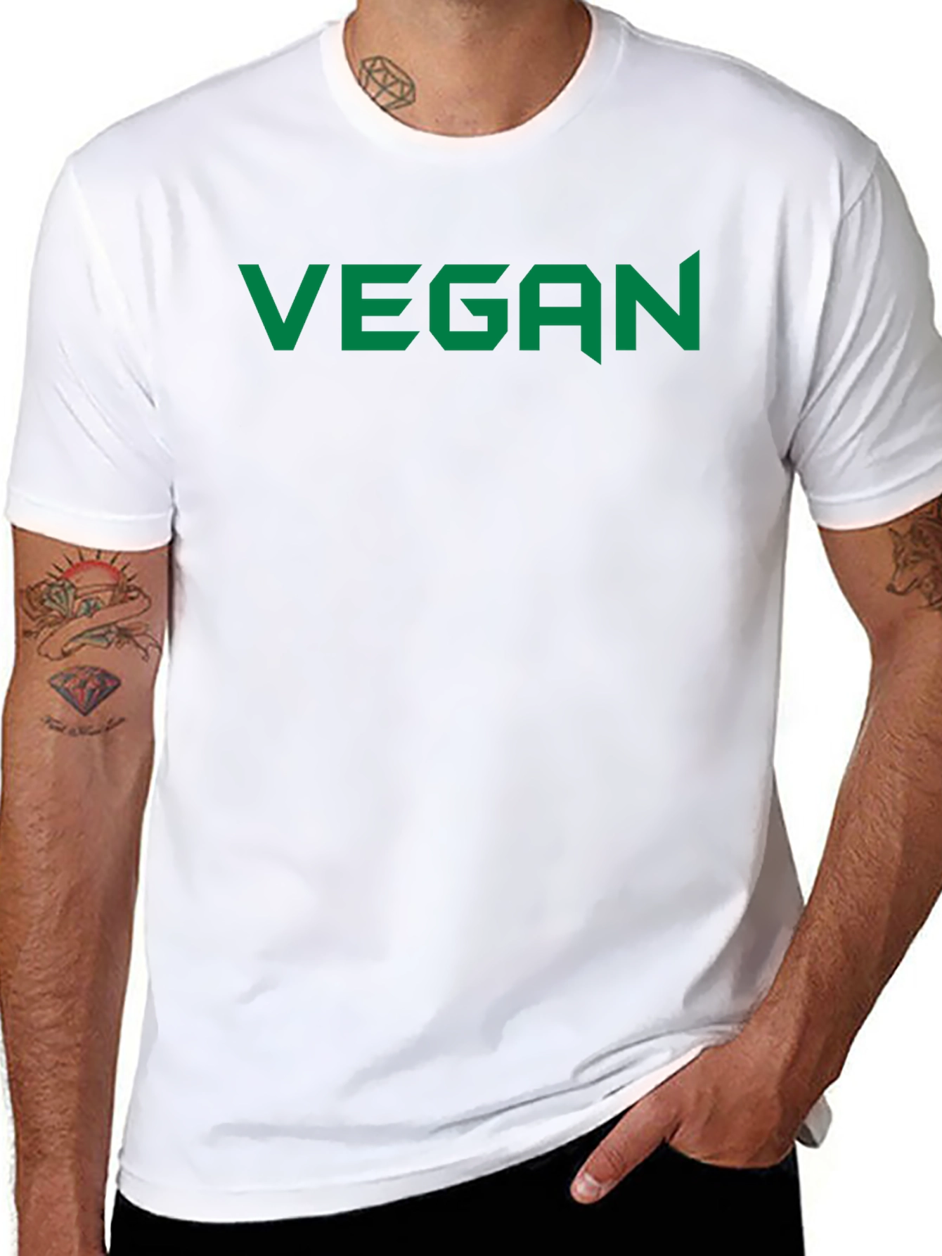 Vegan Statement Tee - Bold Green Print