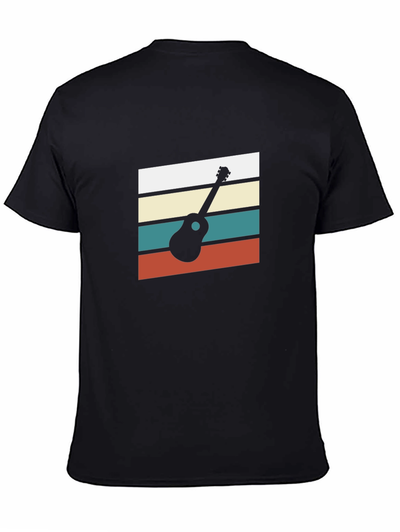 Retro Ukulele Graphic Tee - Black Cotton Blend