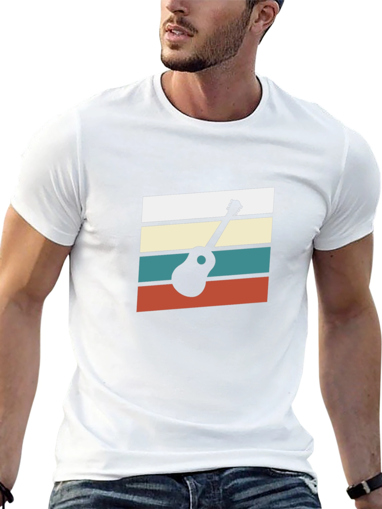 Retro Ukulele Graphic Tee - Black Cotton Blend